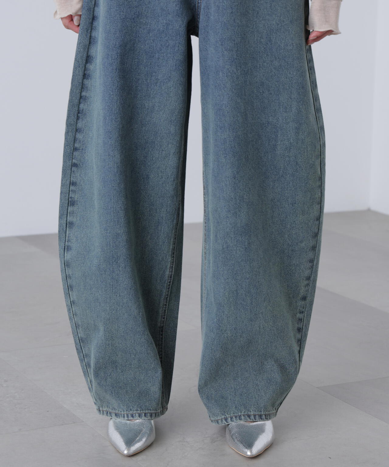 【3サイズ展開XS-M】デニムエッグパンツ【低身長サイズ有】