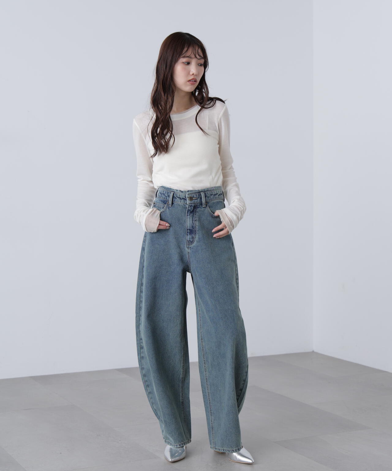 【3サイズ展開XS-M】デニムエッグパンツ【低身長サイズ有】