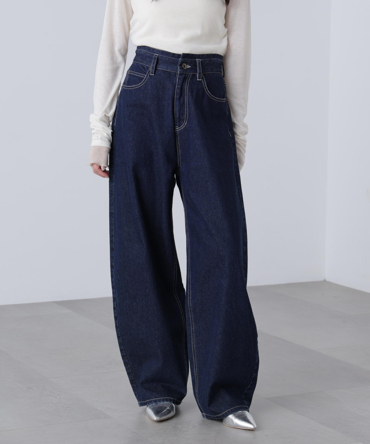 【3サイズ展開XS-M】デニムエッグパンツ【低身長サイズ有】