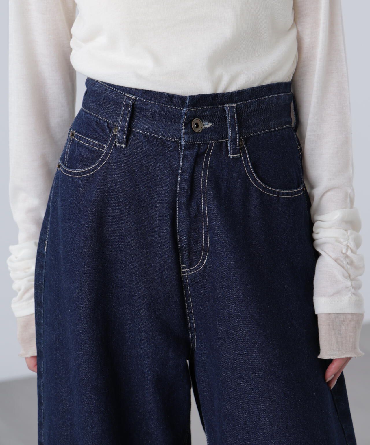 【3サイズ展開XS-M】デニムエッグパンツ【低身長サイズ有】