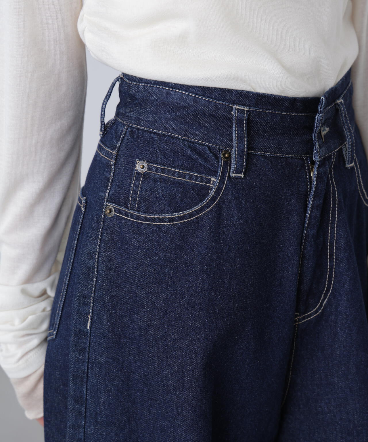 【3サイズ展開XS-M】デニムエッグパンツ【低身長サイズ有】