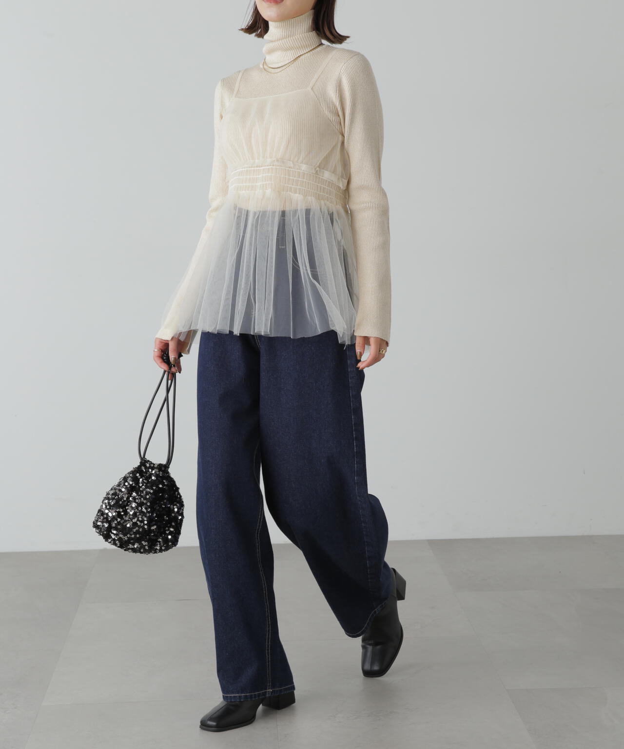 【3サイズ展開XS-M】デニムエッグパンツ【低身長サイズ有】