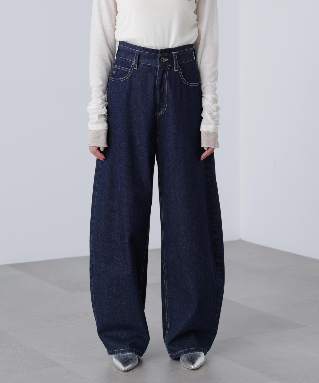 【3サイズ展開XS-M】デニムエッグパンツ【低身長サイズ有】