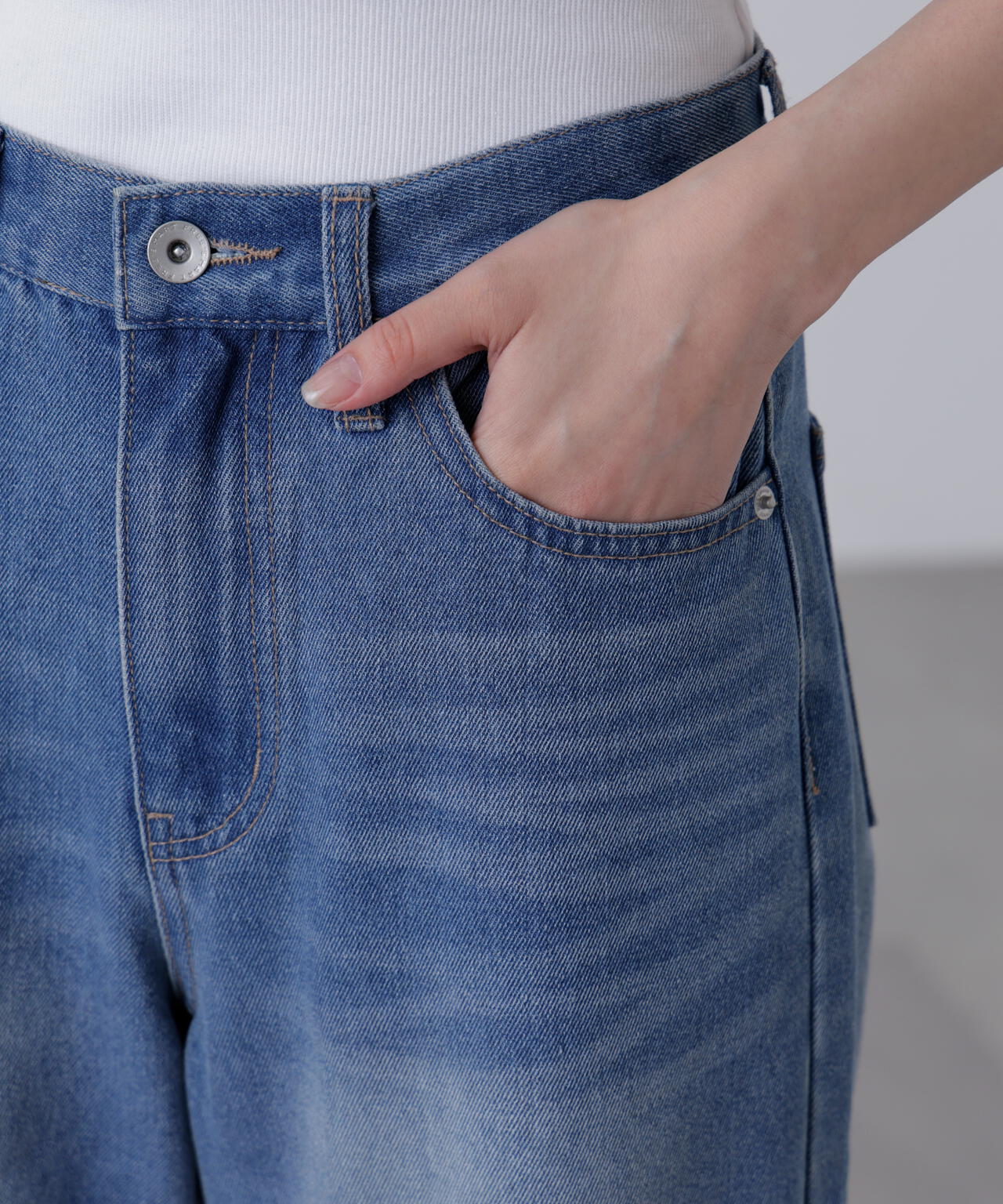 【4サイズ展開XS-L】ストレートデニムパンツ【低身長サイズ有】