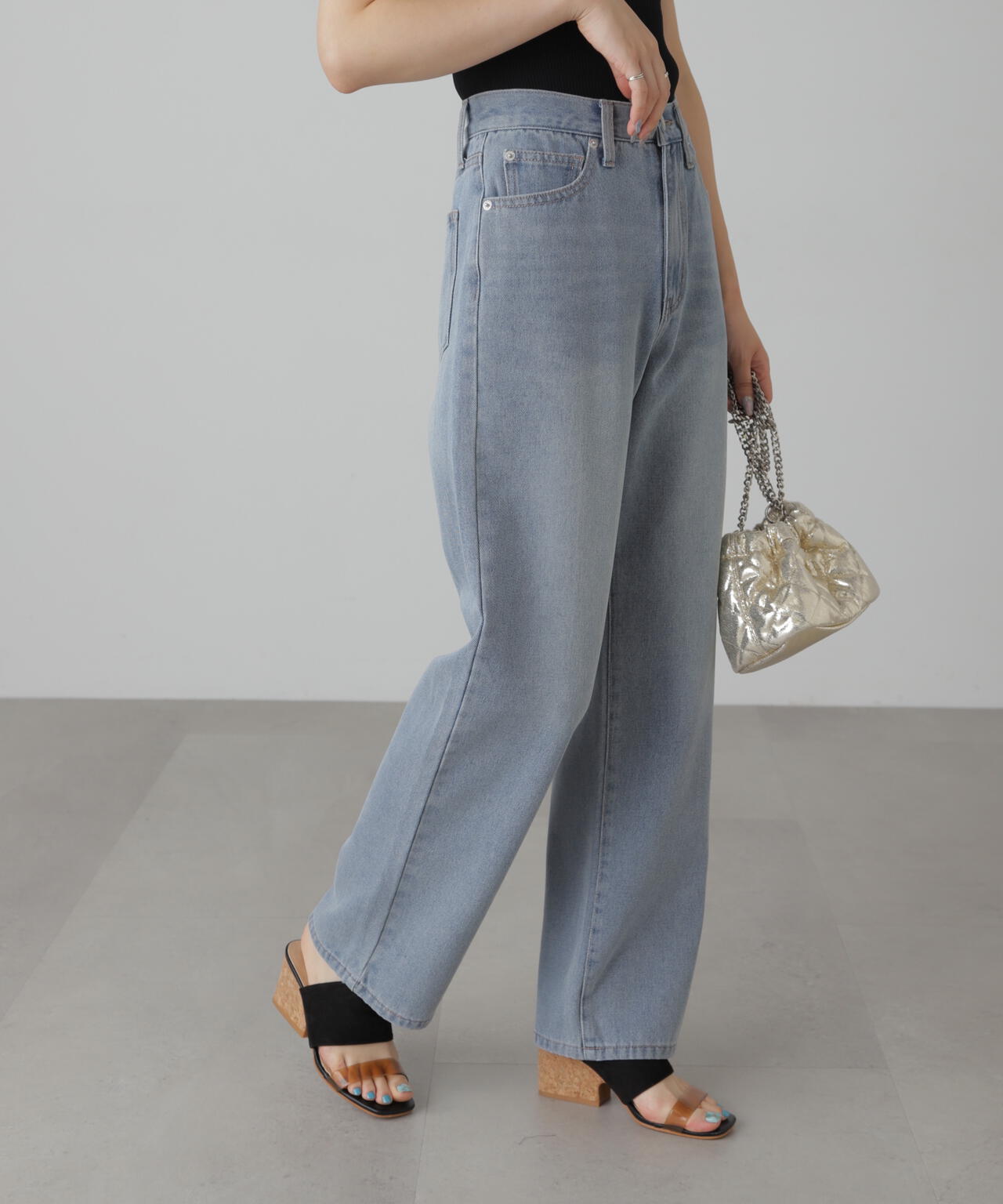 【4サイズ展開XS-L】ストレートデニムパンツ【低身長サイズ有】