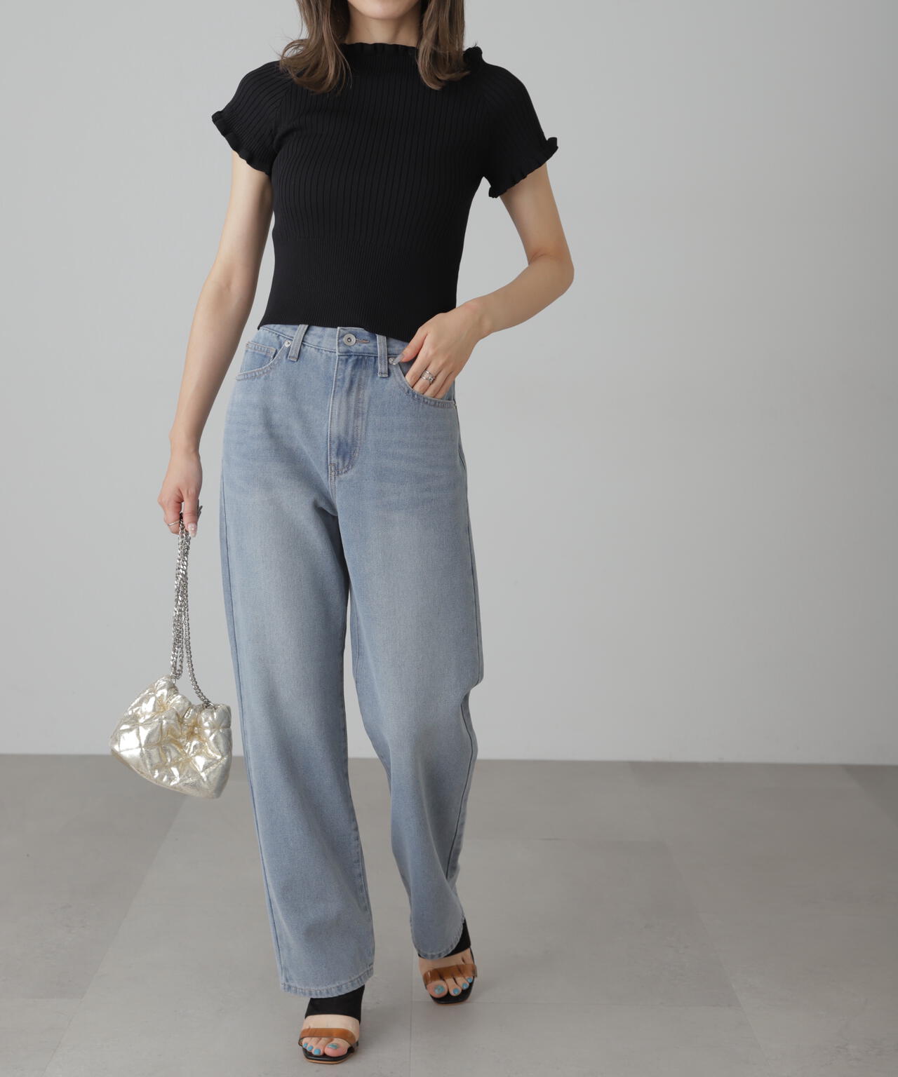 【4サイズ展開XS-L】ストレートデニムパンツ【低身長サイズ有】