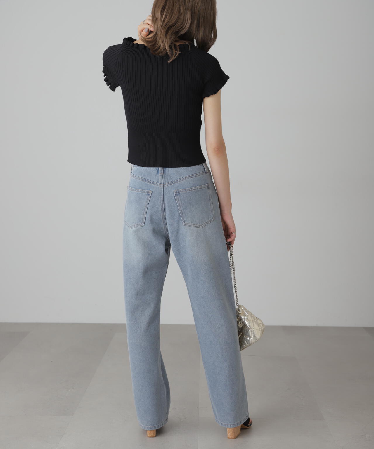 【4サイズ展開XS-L】ストレートデニムパンツ【低身長サイズ有】