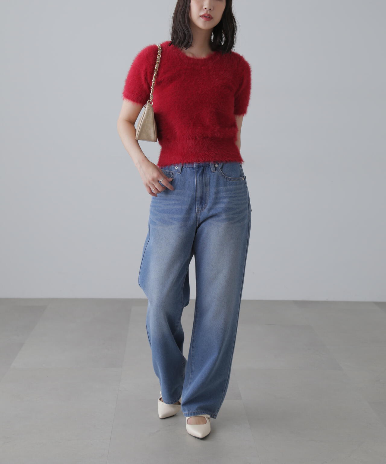 【4サイズ展開XS-L】ストレートデニムパンツ【低身長サイズ有】