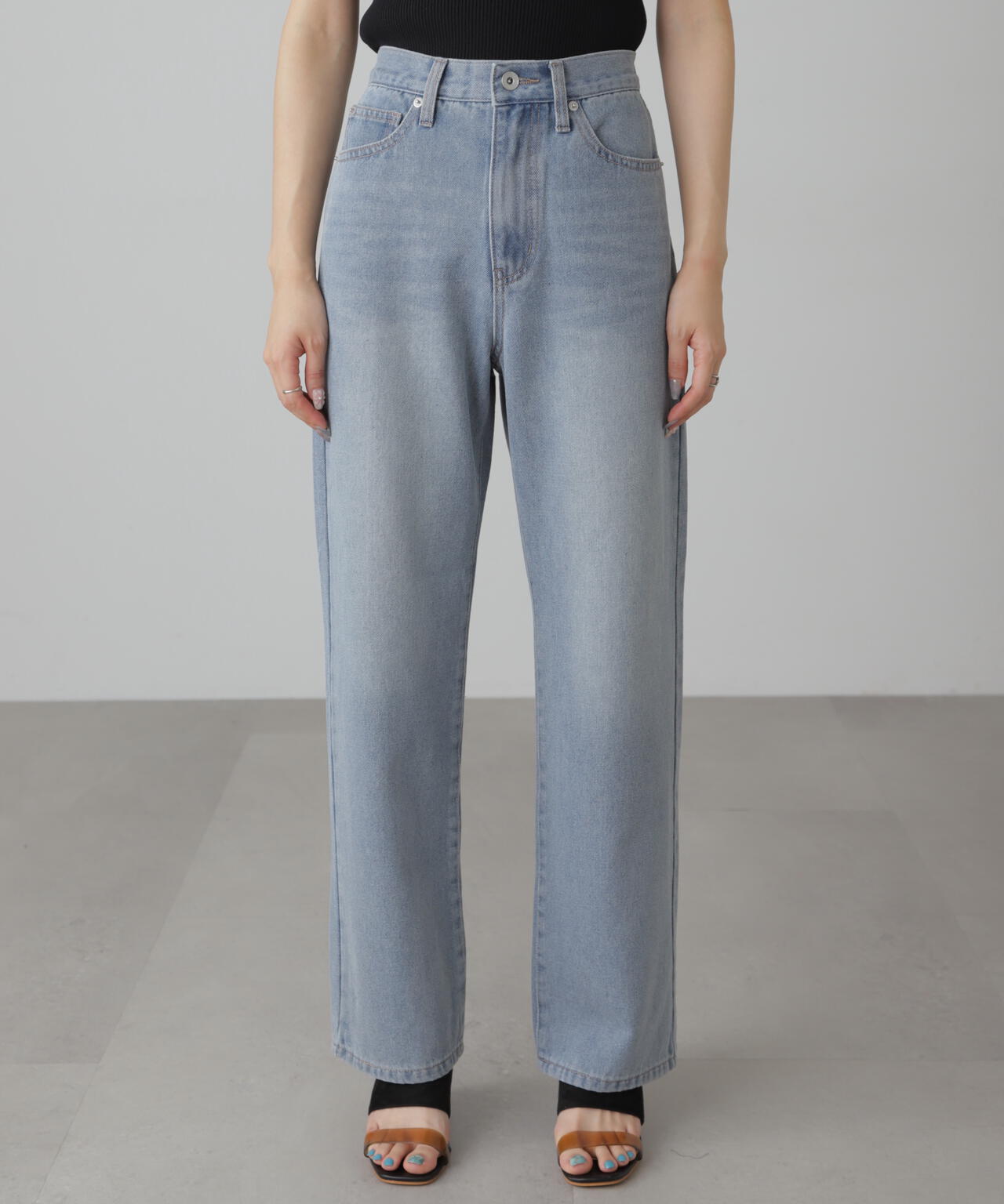 【4サイズ展開XS-L】ストレートデニムパンツ【低身長サイズ有】