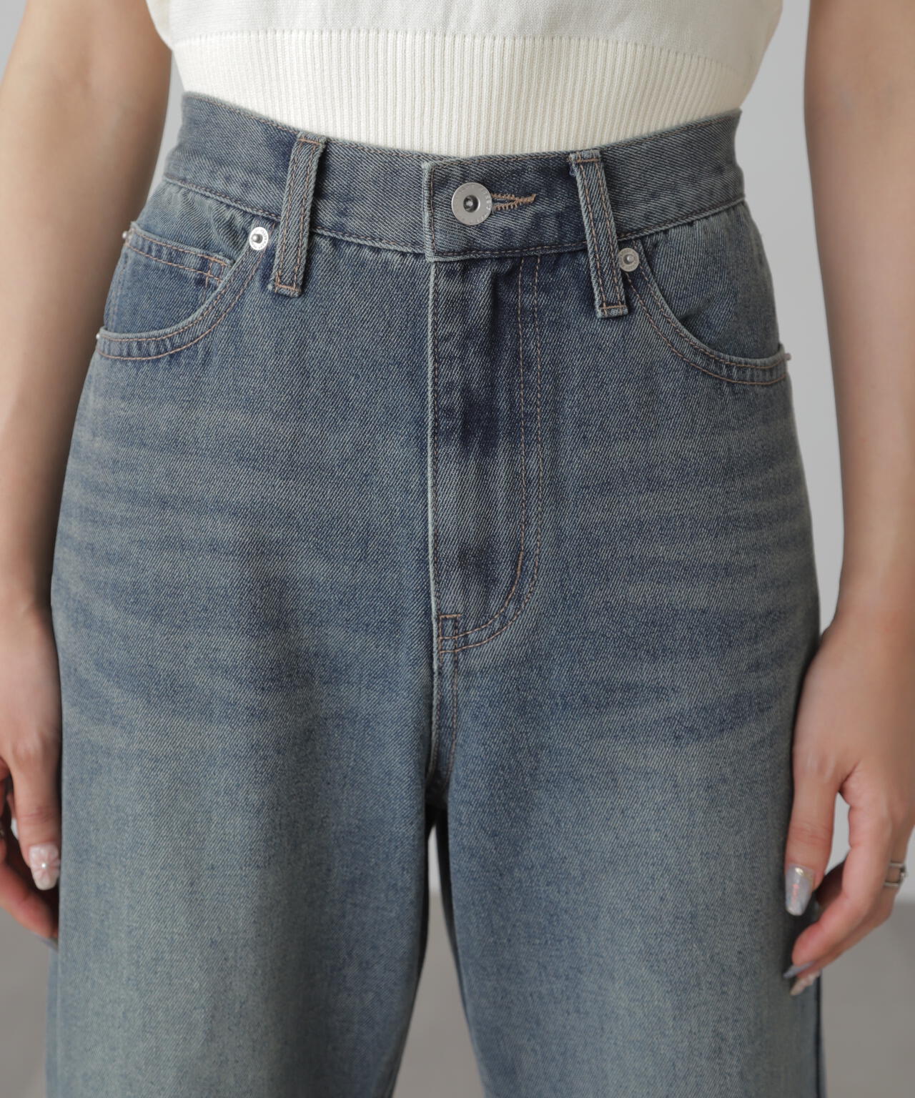 【4サイズ展開XS-L】ストレートデニムパンツ【低身長サイズ有】