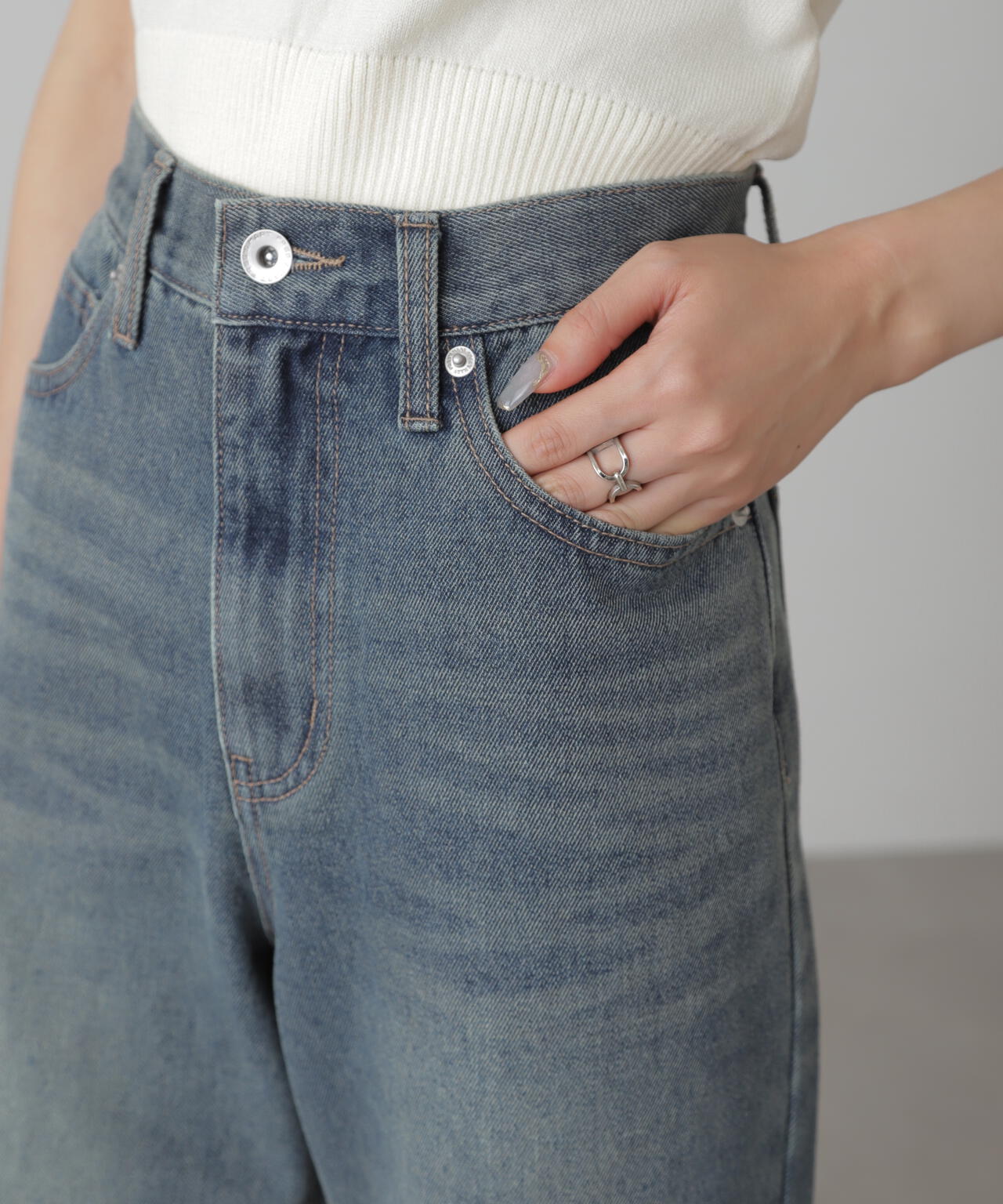 【4サイズ展開XS-L】ストレートデニムパンツ【低身長サイズ有】