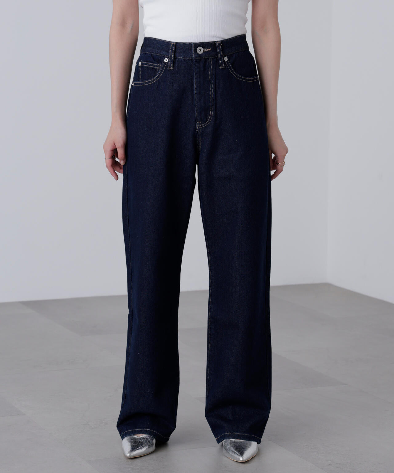 【4サイズ展開XS-L】ストレートデニムパンツ【低身長サイズ有】