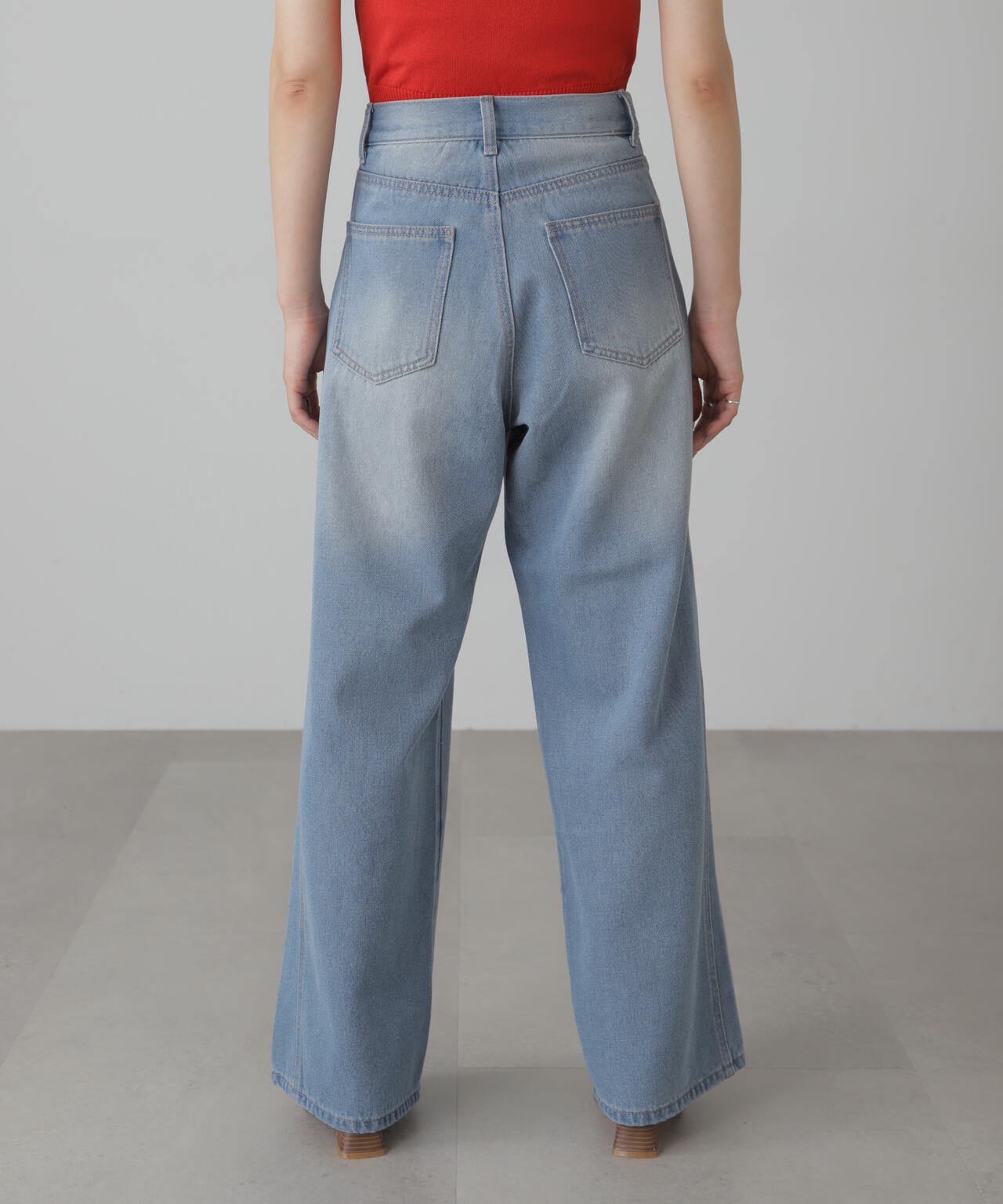 【3サイズ展開XS-L】サイドパネルヴィンテージライクワイドデニム【低身長サイズ有】