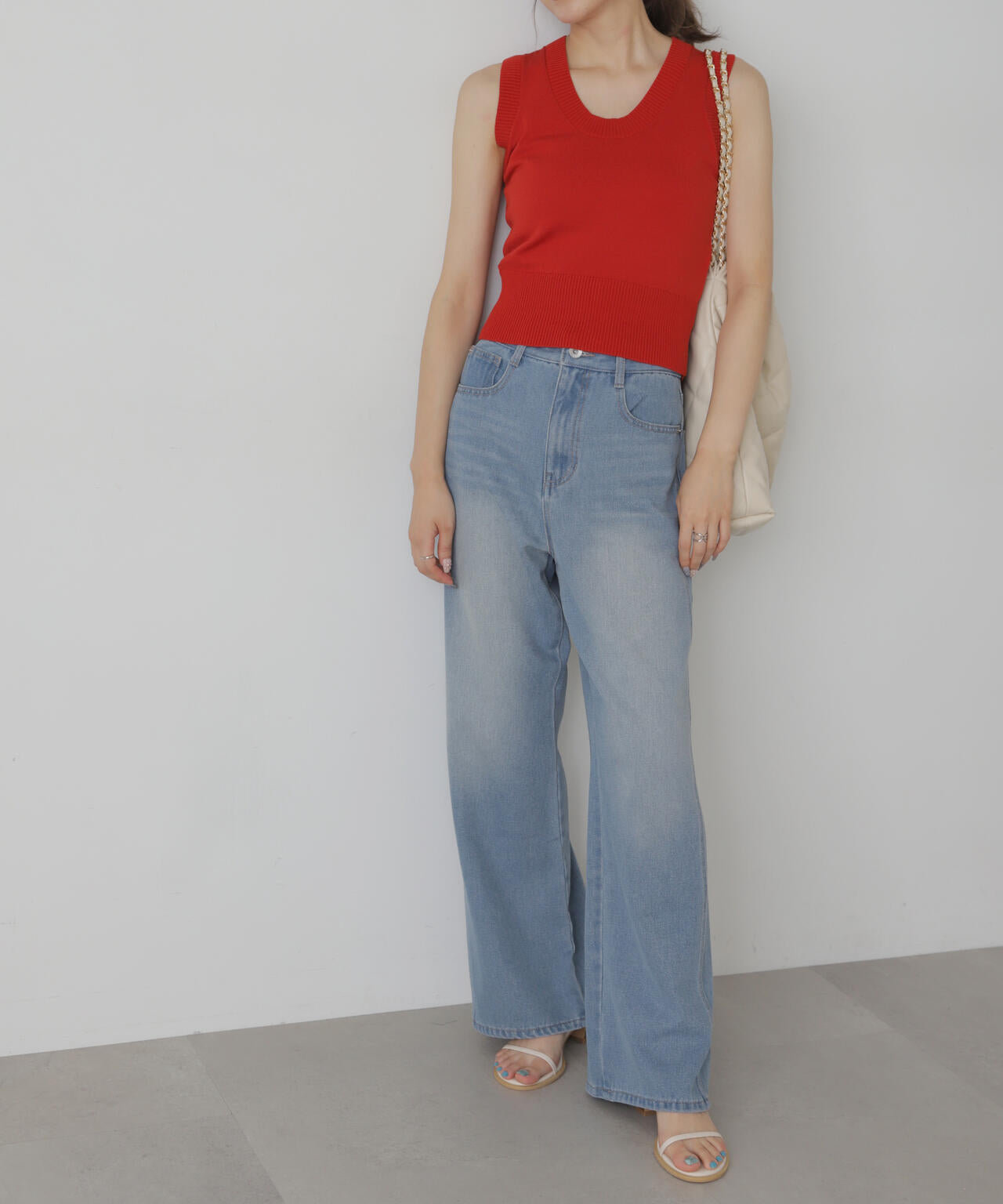 【3サイズ展開XS-L】サイドパネルヴィンテージライクワイドデニム【低身長サイズ有】