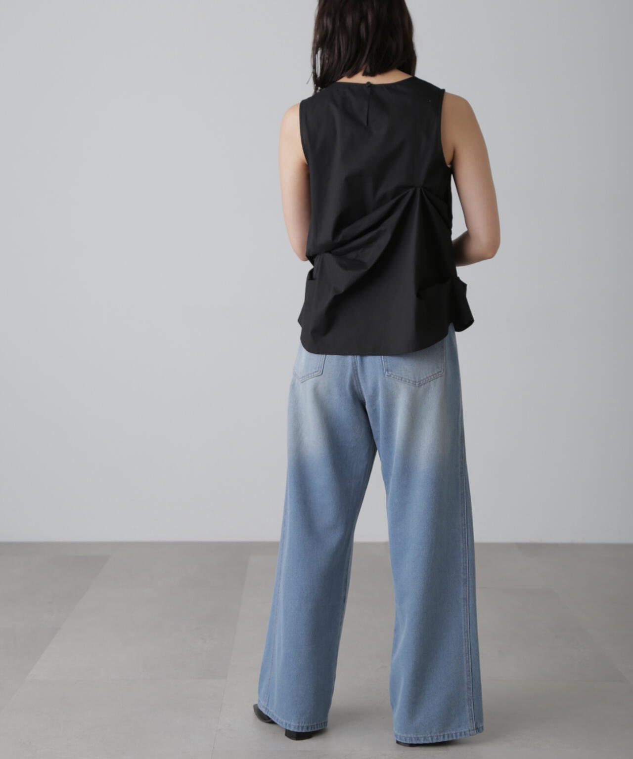 【3サイズ展開XS-L】サイドパネルヴィンテージライクワイドデニム【低身長サイズ有】