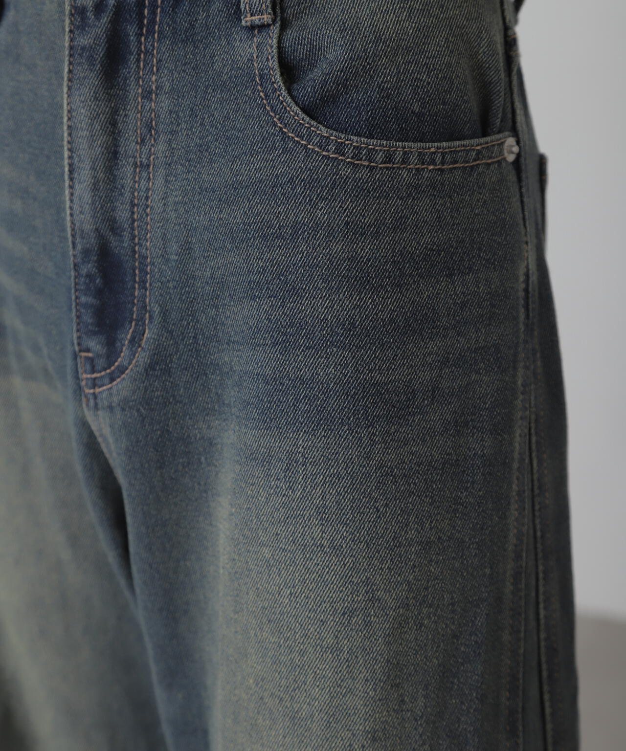 【3サイズ展開XS-L】サイドパネルヴィンテージライクワイドデニム【低身長サイズ有】