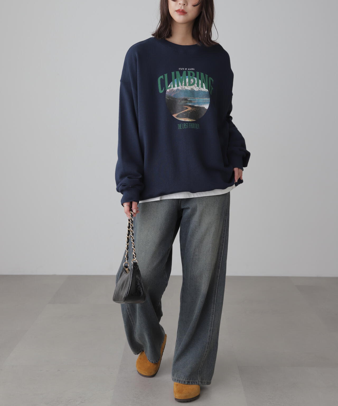 【3サイズ展開XS-L】サイドパネルヴィンテージライクワイドデニム【低身長サイズ有】