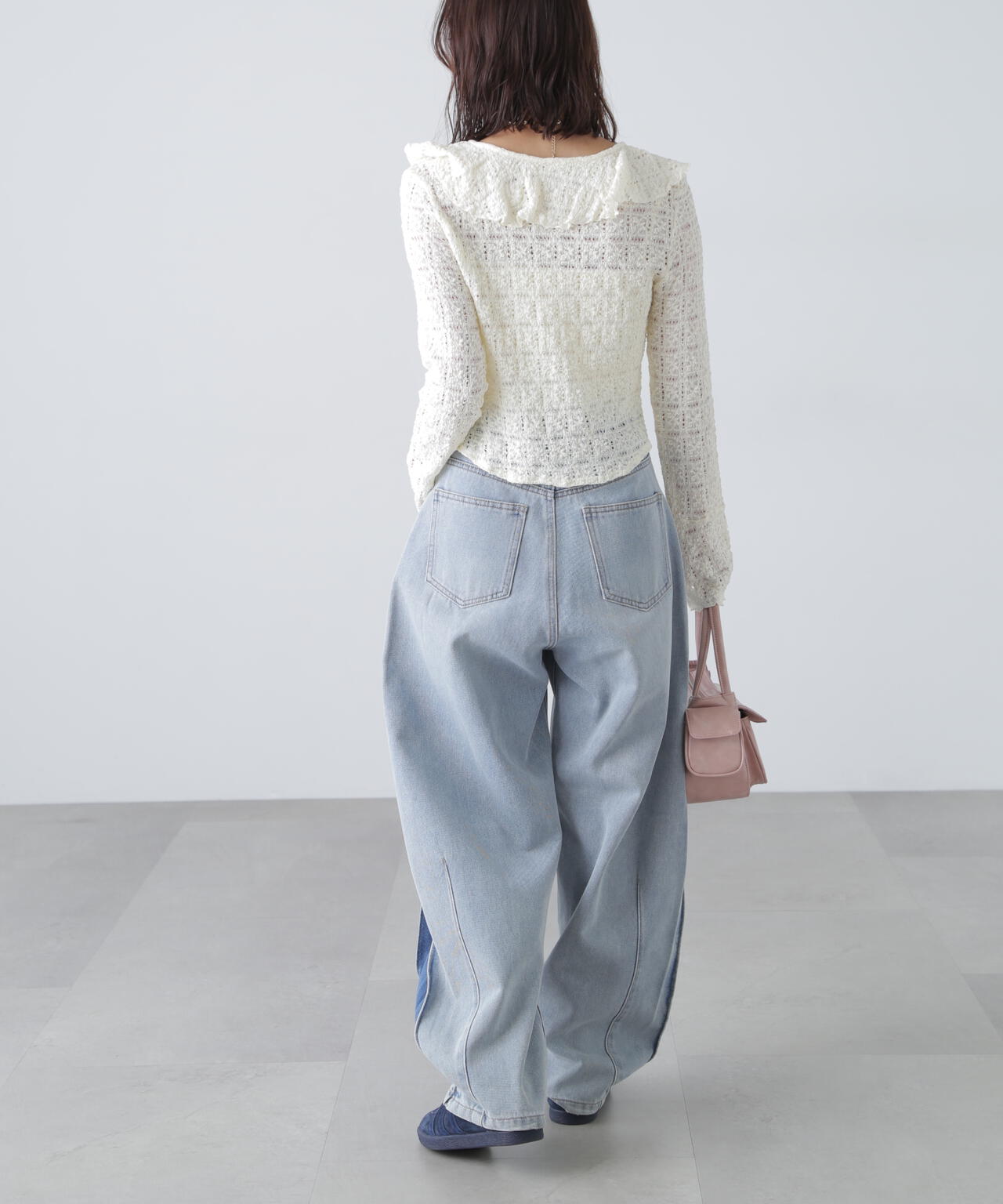 レースラッフルカットソーブラウス