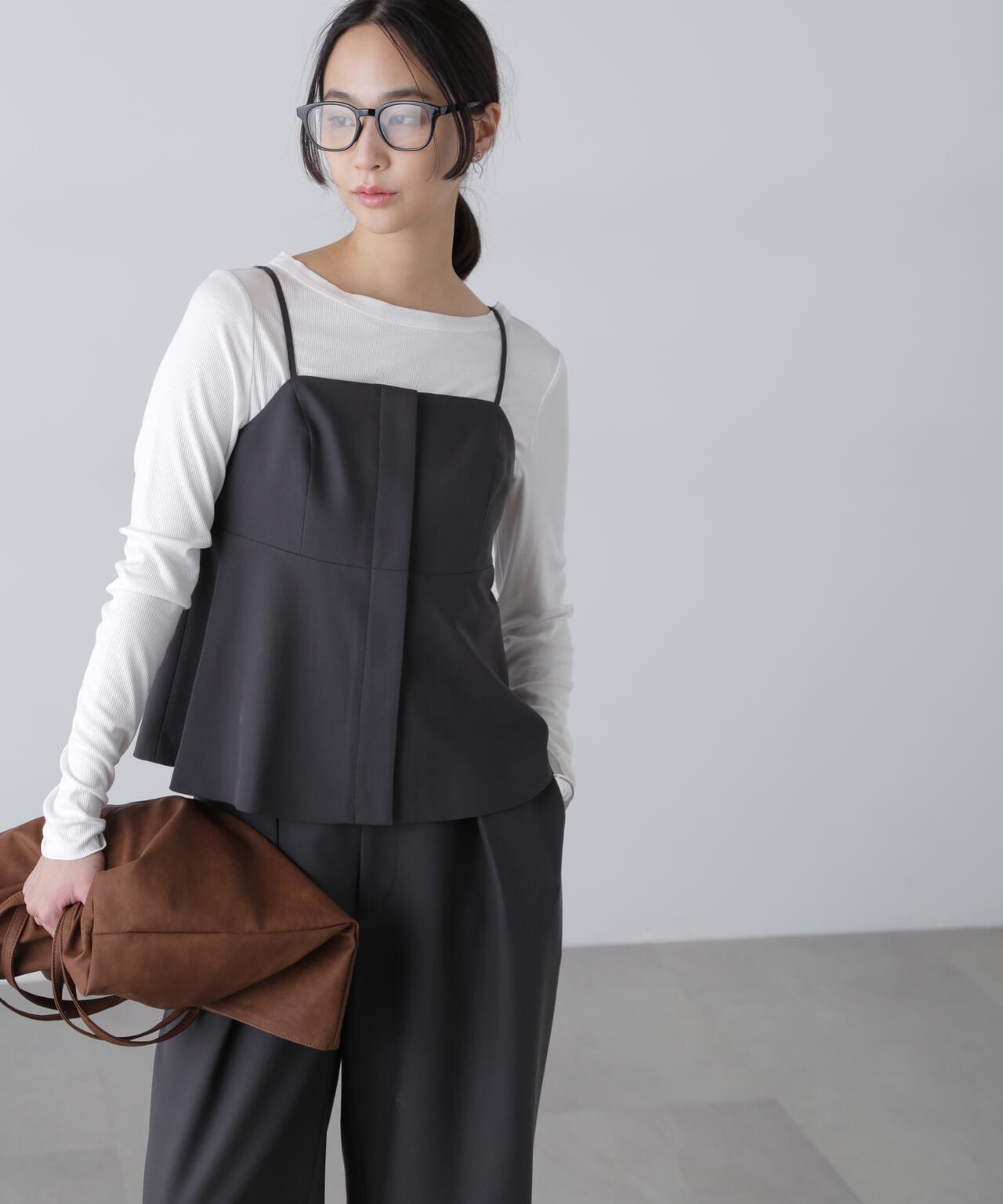 〈セットアップ対応〉ペプラムキャミソールビスチェ