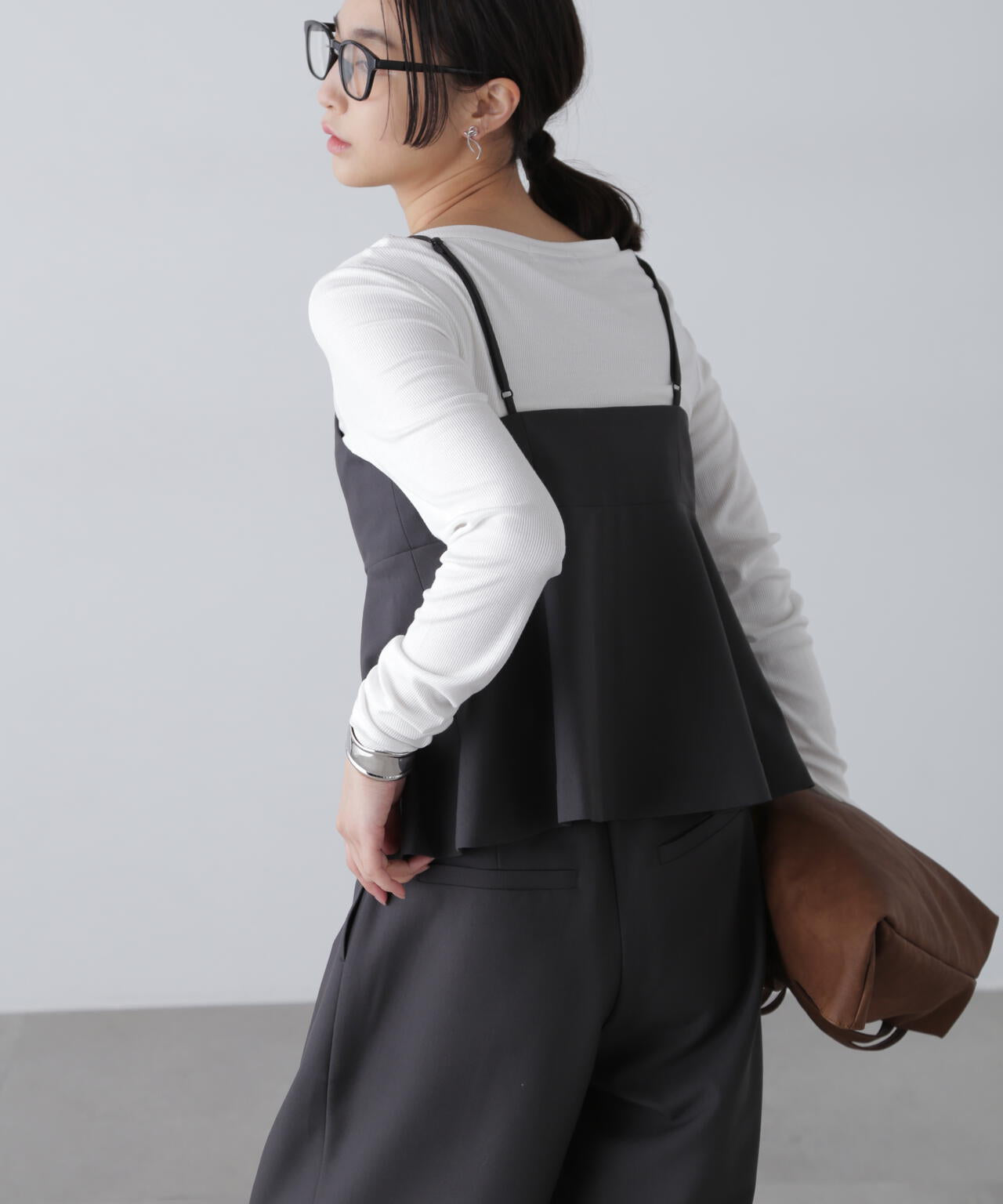 〈セットアップ対応〉ペプラムキャミソールビスチェ