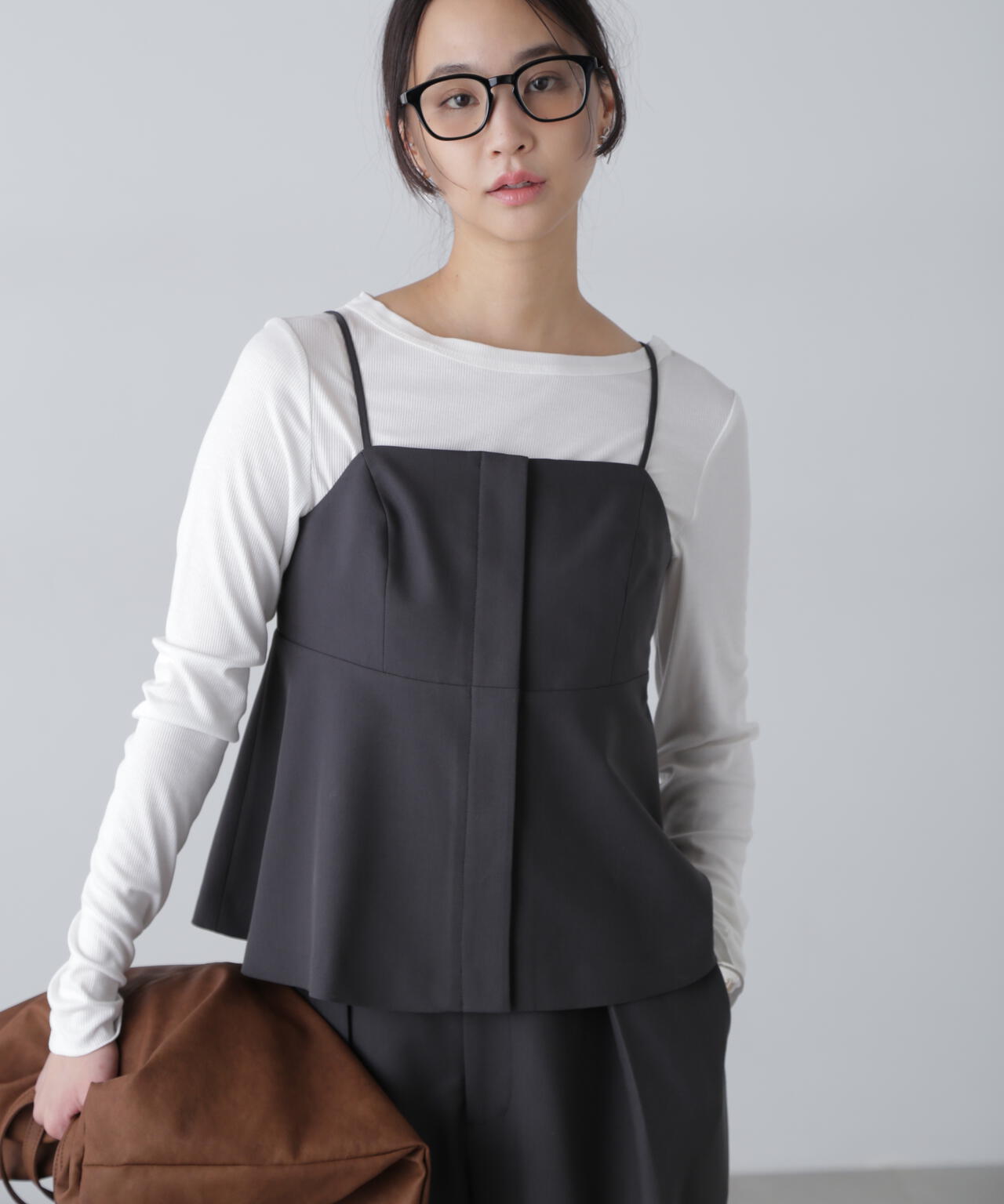 〈セットアップ対応〉ペプラムキャミソールビスチェ