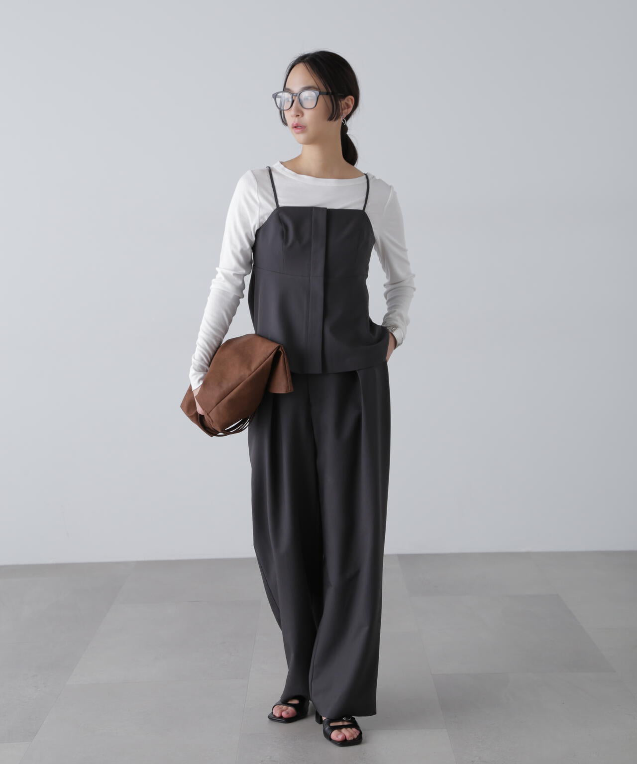 〈セットアップ対応〉ペプラムキャミソールビスチェ