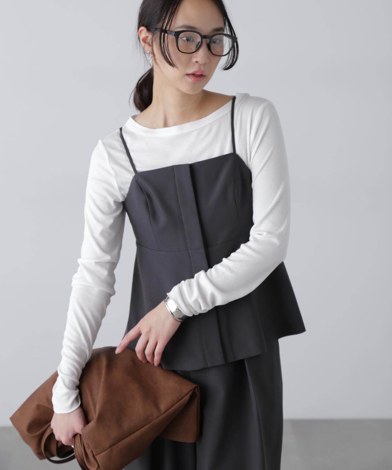 〈セットアップ対応〉ペプラムキャミソールビスチェ