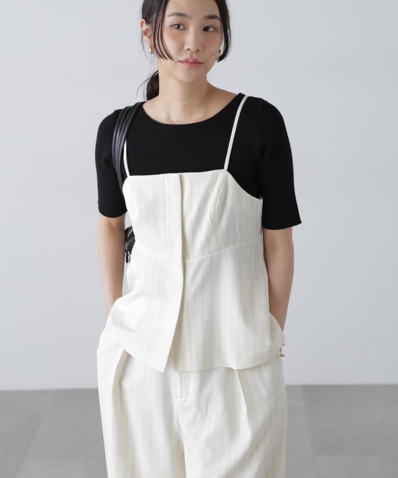 〈セットアップ対応〉ペプラムキャミソールビスチェ