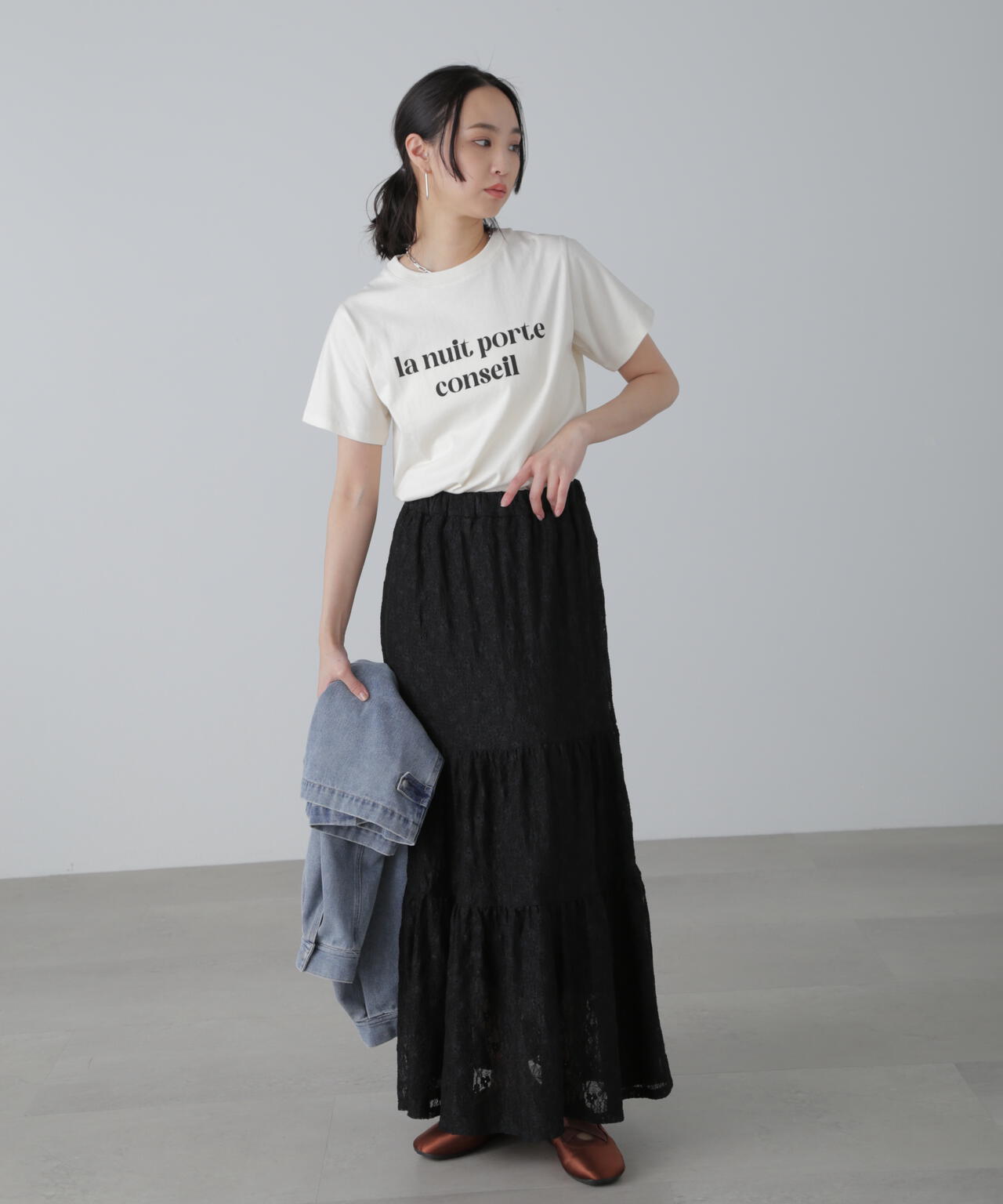 カラーフレンチロゴプリントTシャツ