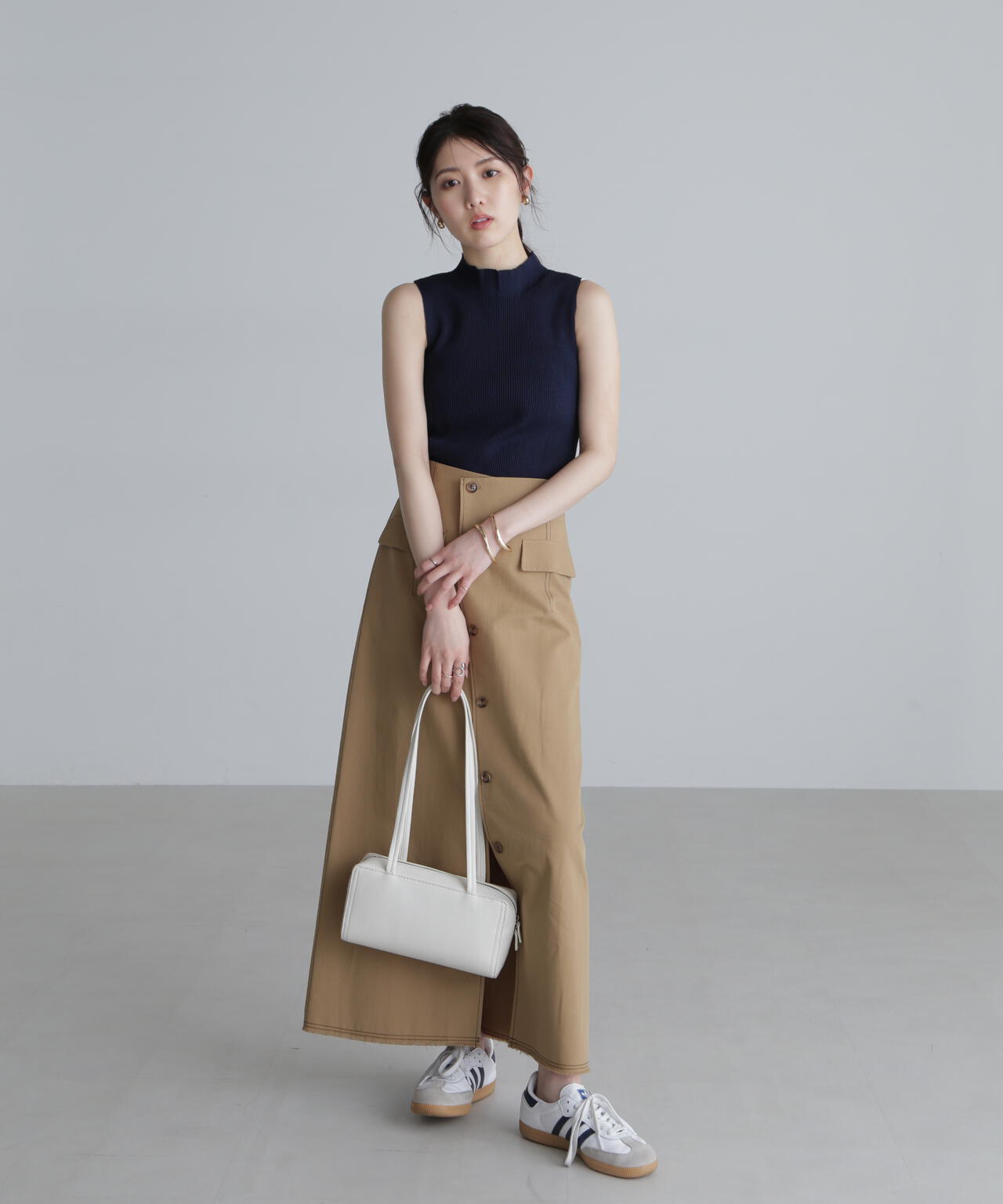 〈洗える〉マシンウォッシャブルノースリーブニット
