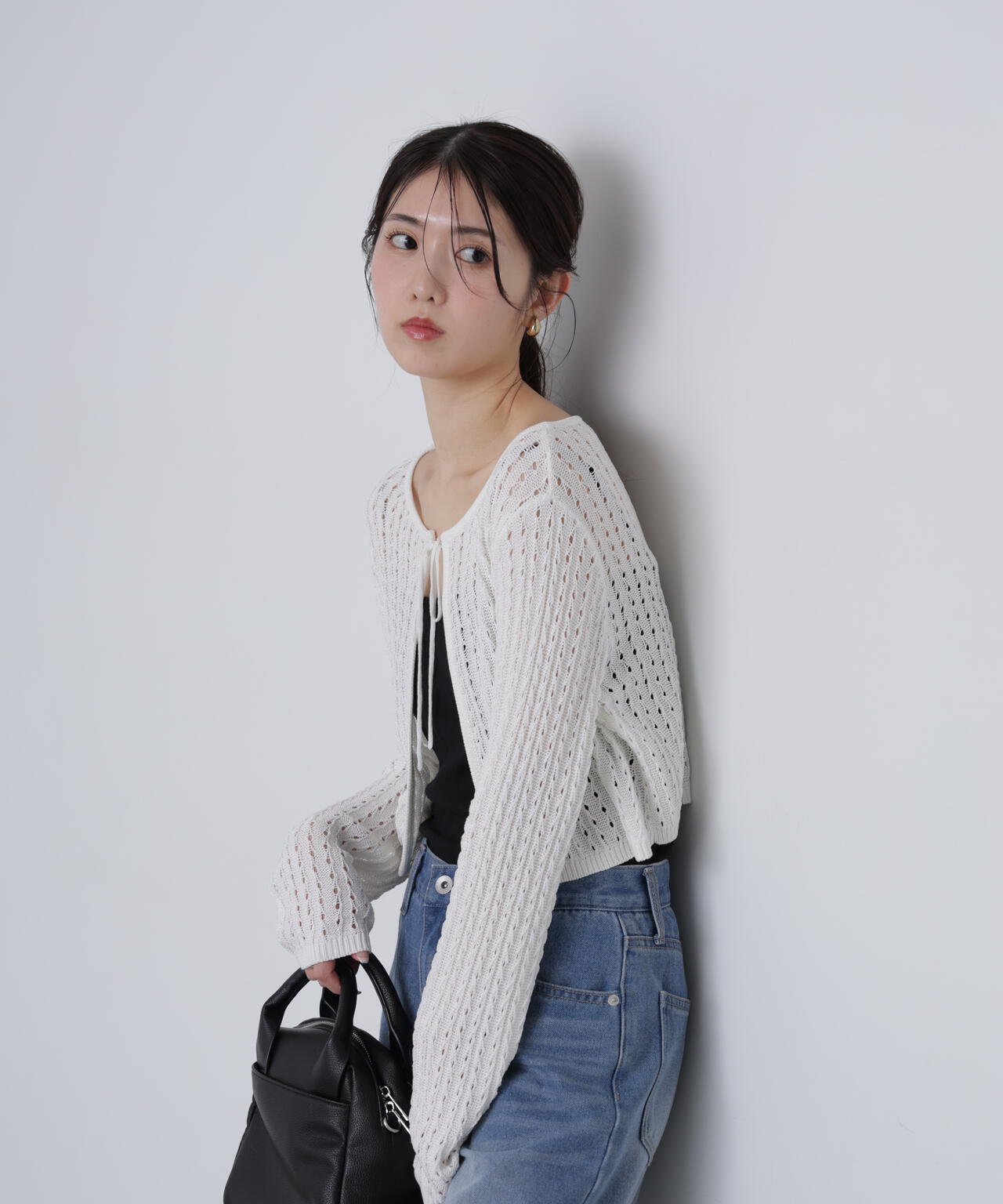 透かし編みリボンボレロ