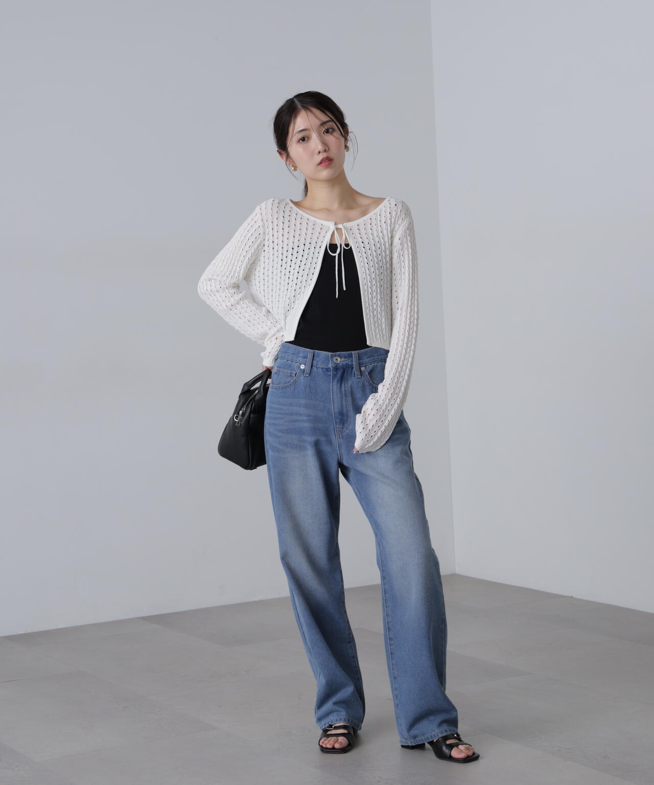 透かし編みリボンボレロ