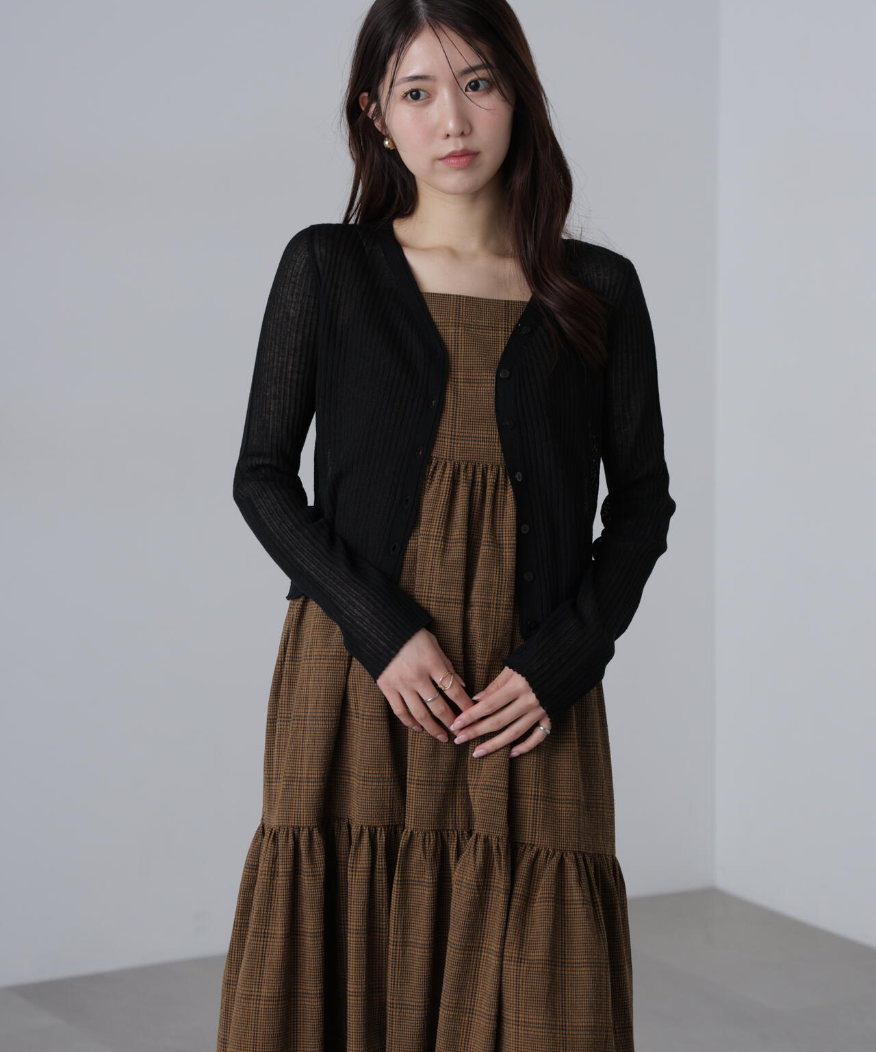 シアーリブニットカーディガン