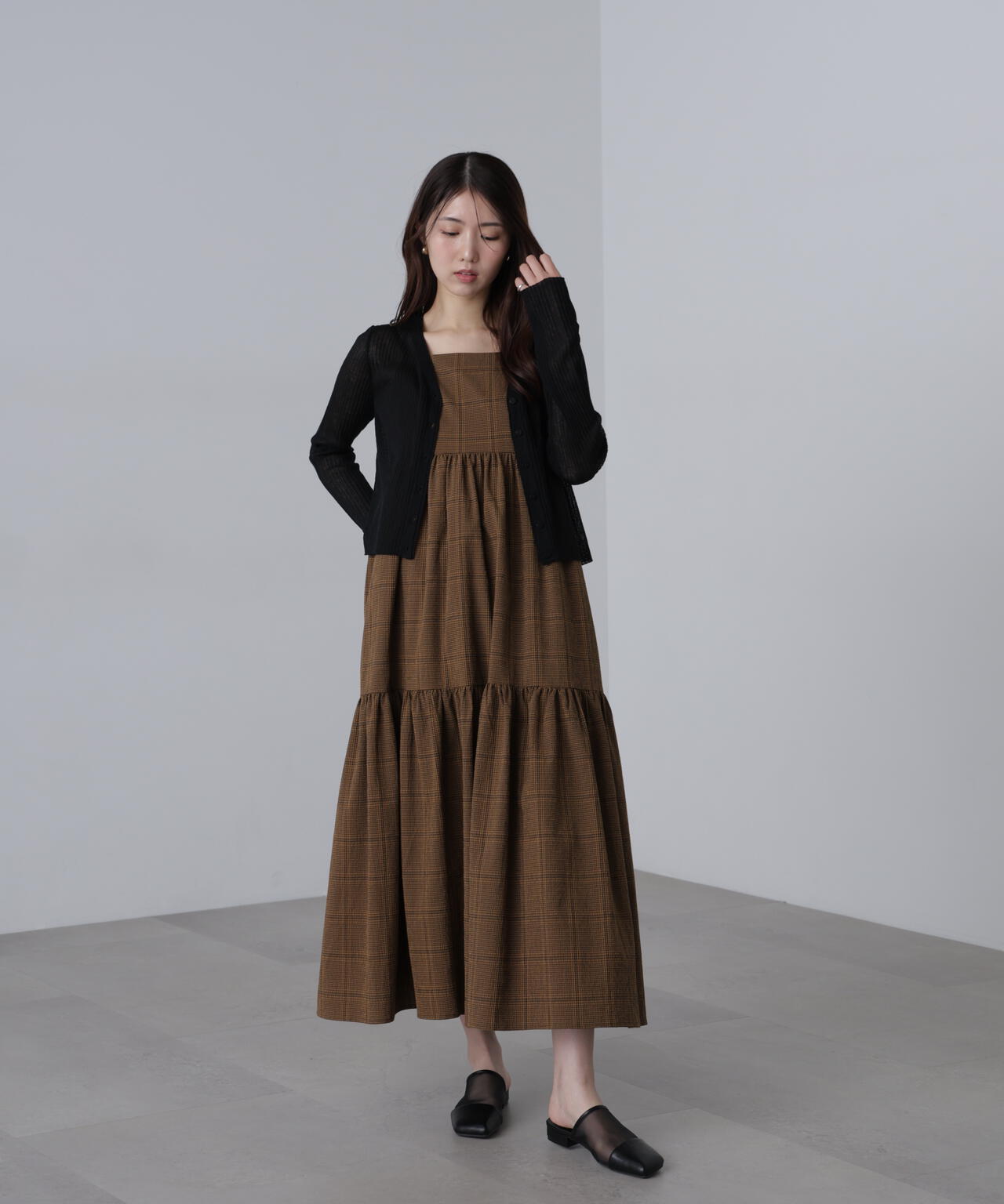 シアーリブニットカーディガン