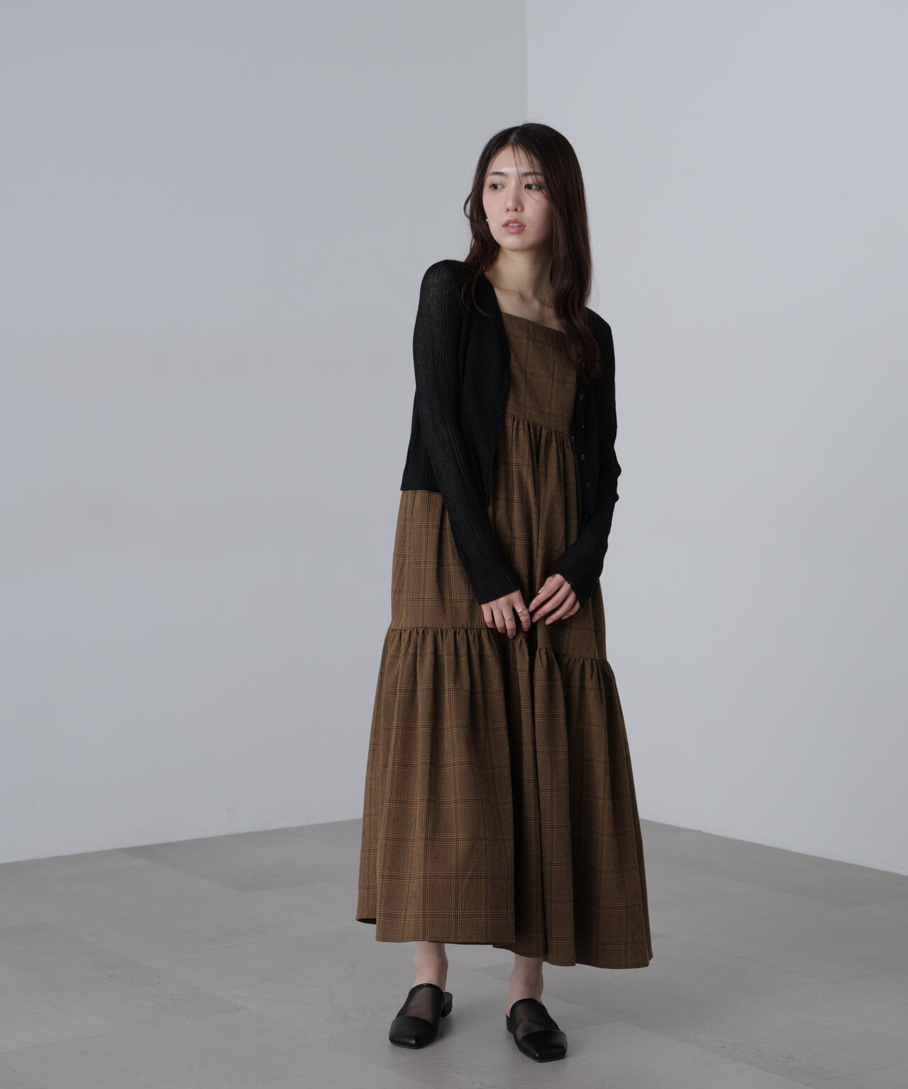 シアーリブニットカーディガン