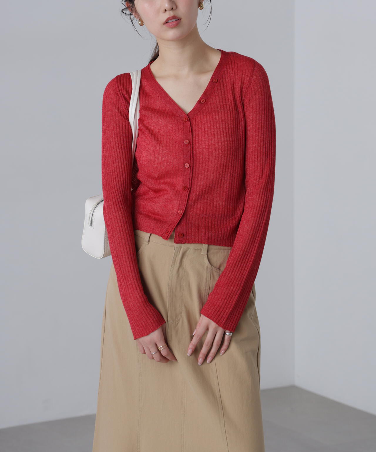 シアーリブニットカーディガン