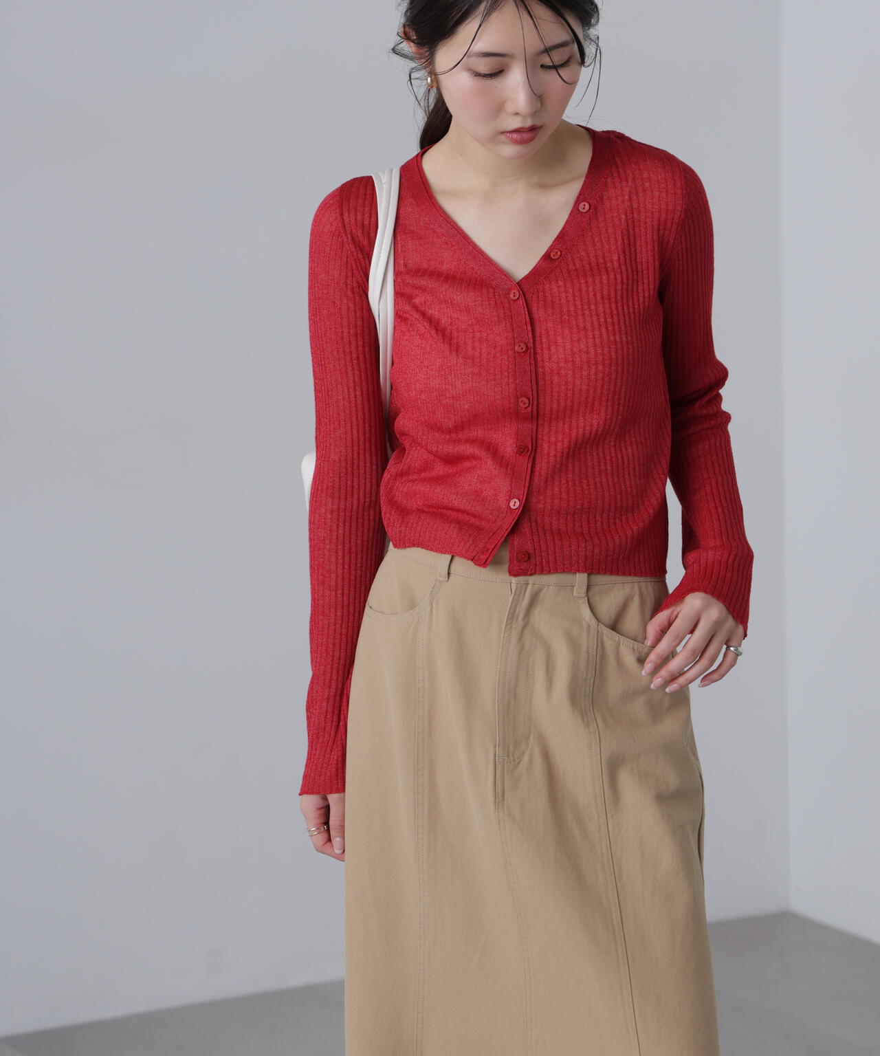 シアーリブニットカーディガン