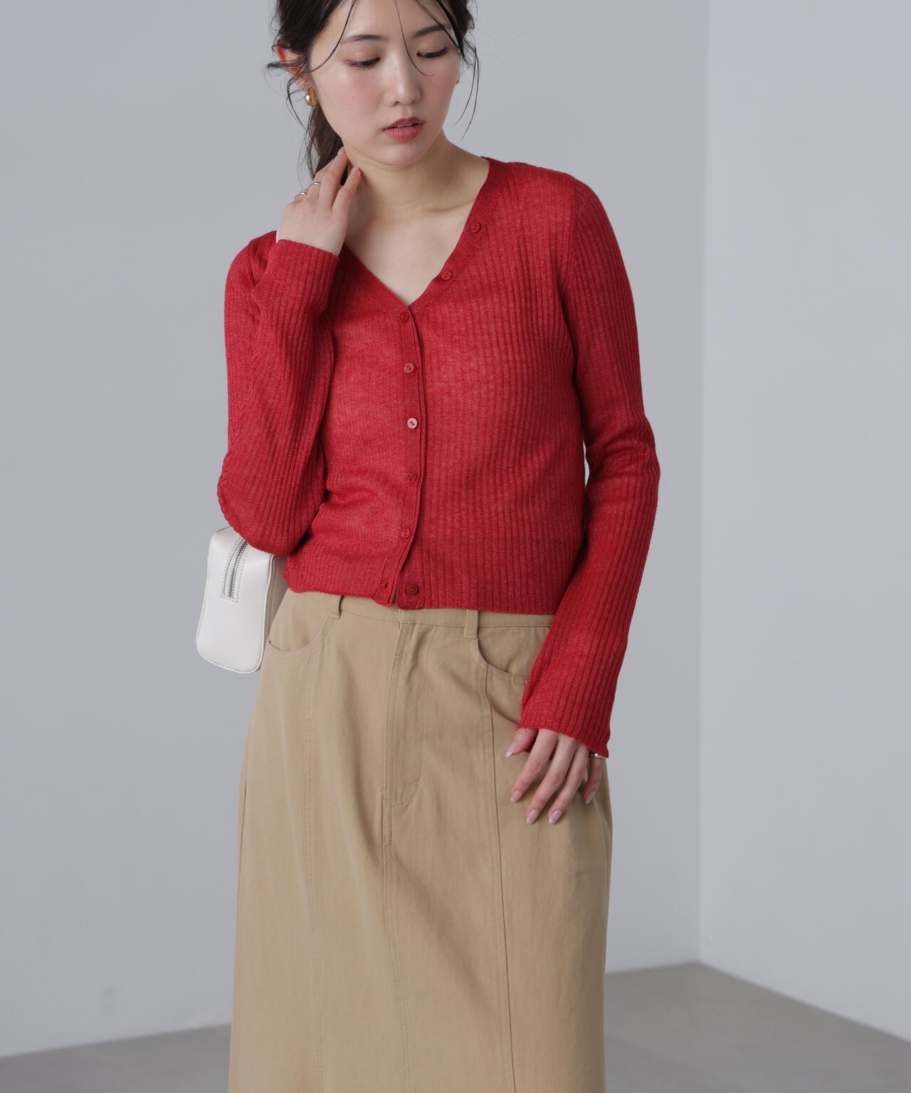 シアーリブニットカーディガン