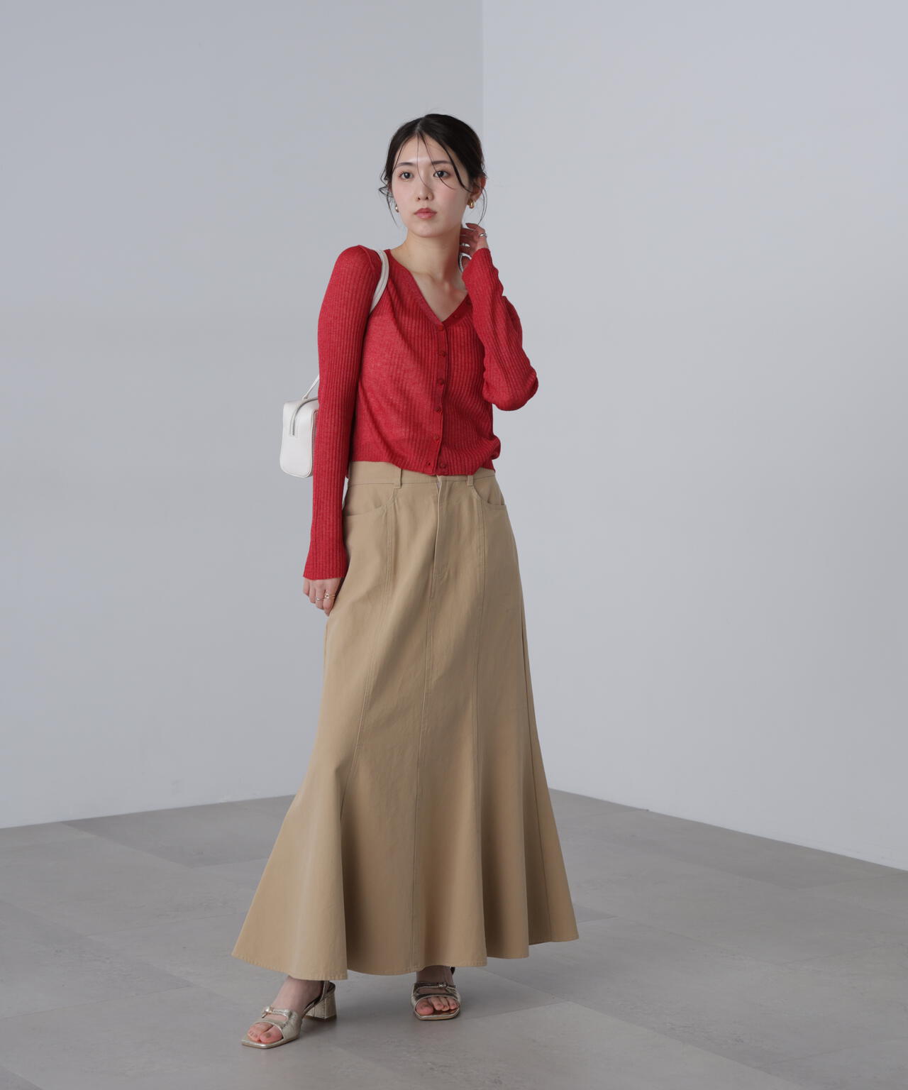 シアーリブニットカーディガン