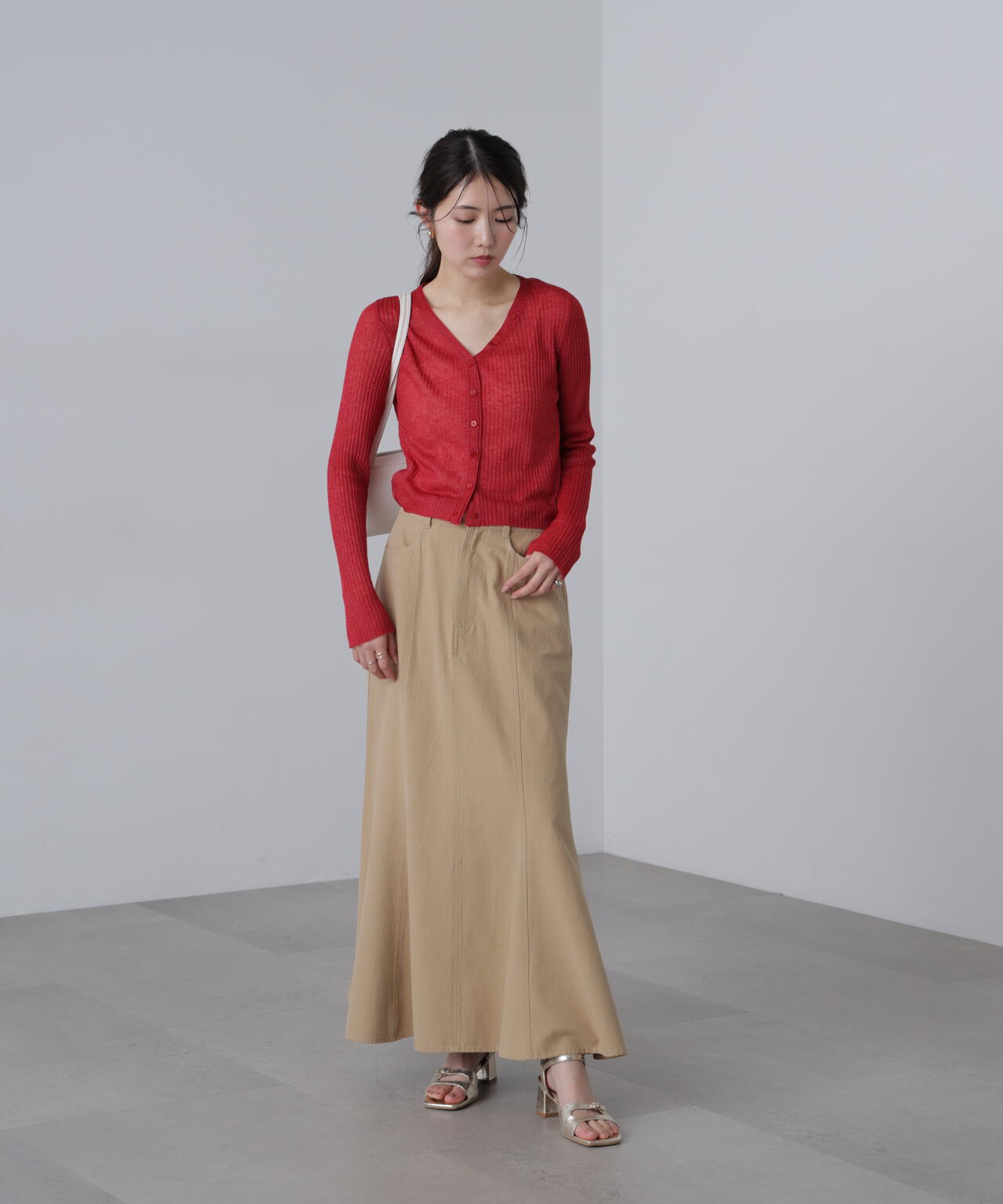 シアーリブニットカーディガン