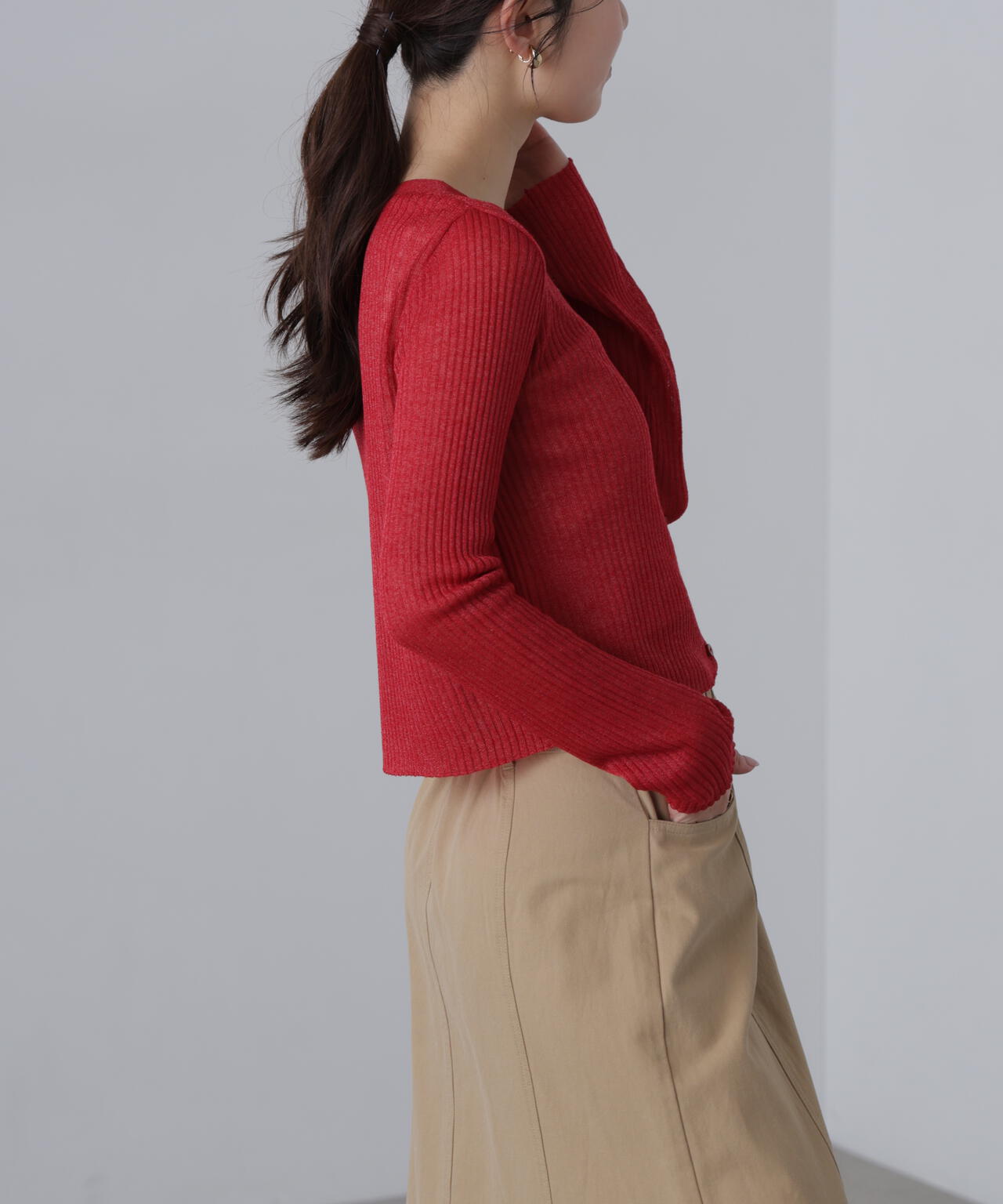 シアーリブニットカーディガン