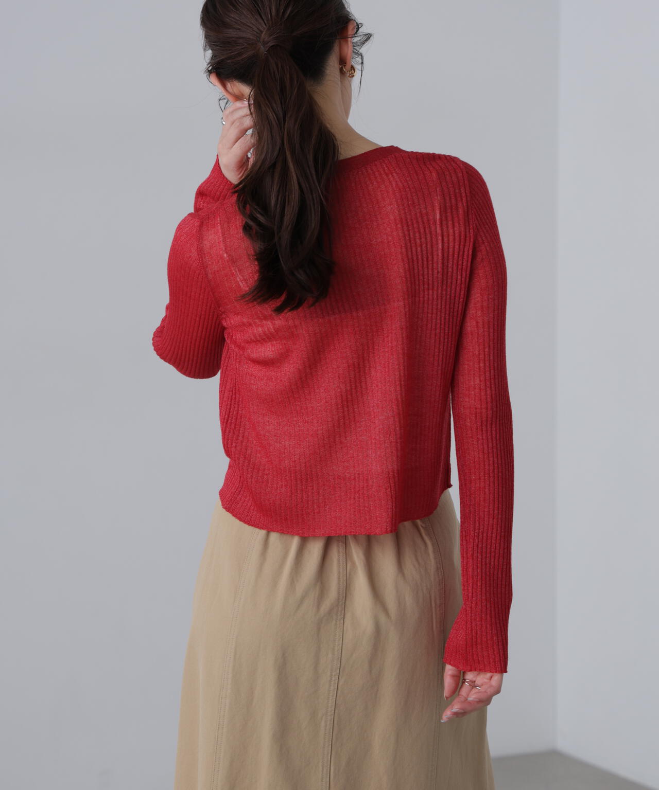 シアーリブニットカーディガン