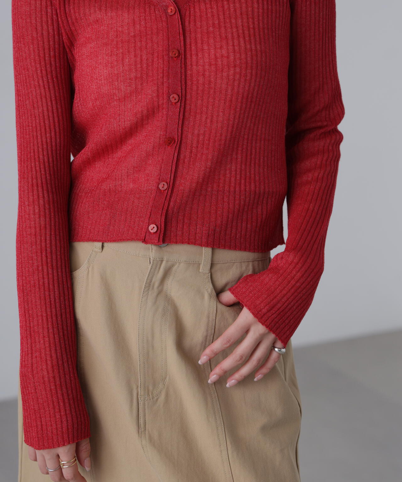 シアーリブニットカーディガン