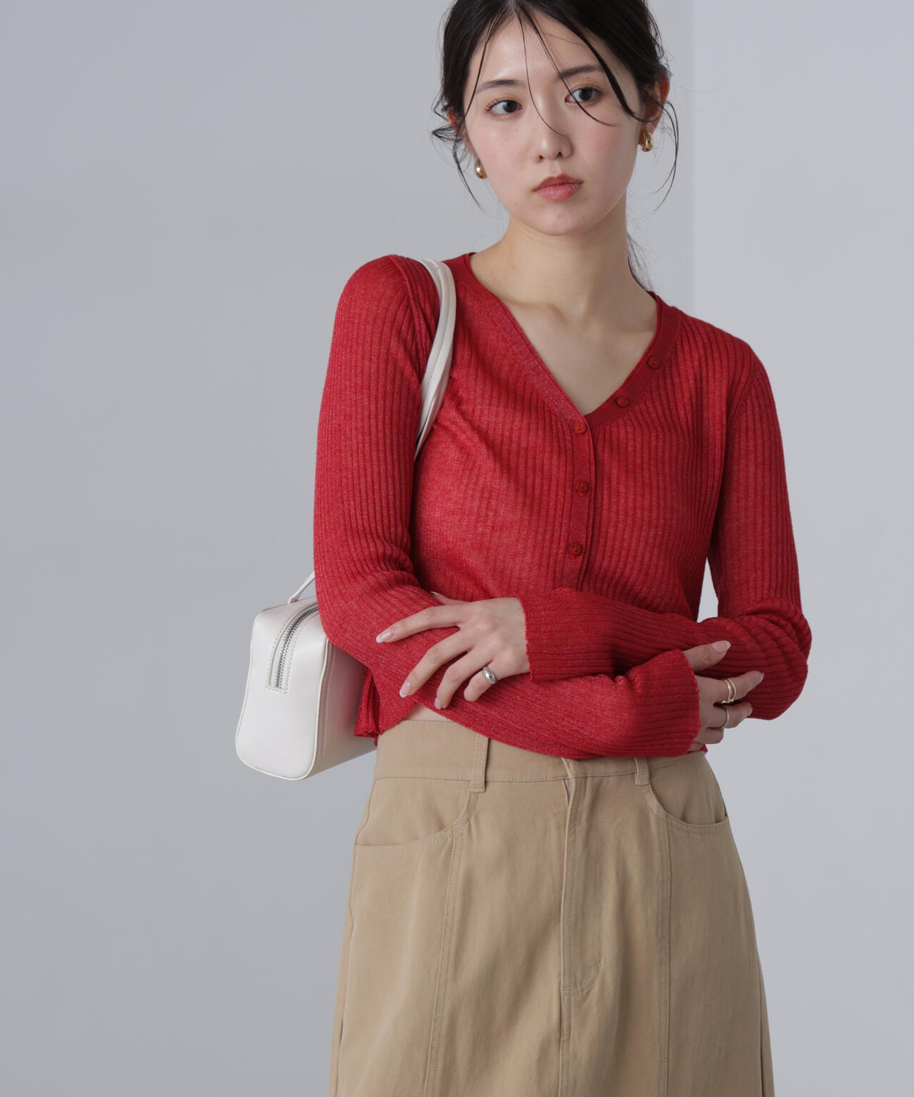 シアーリブニットカーディガン