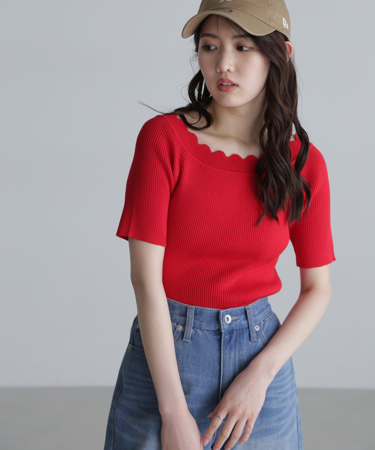 2WAYオフショルスカラップニット