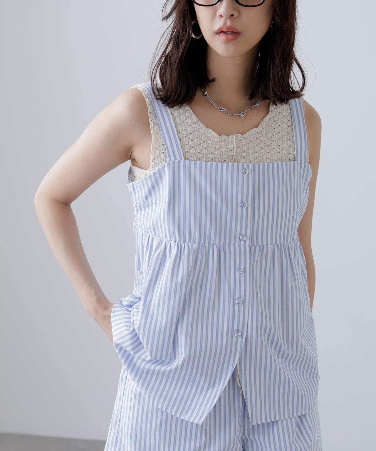 〈セットアップ対応〉ストライプキャミソール