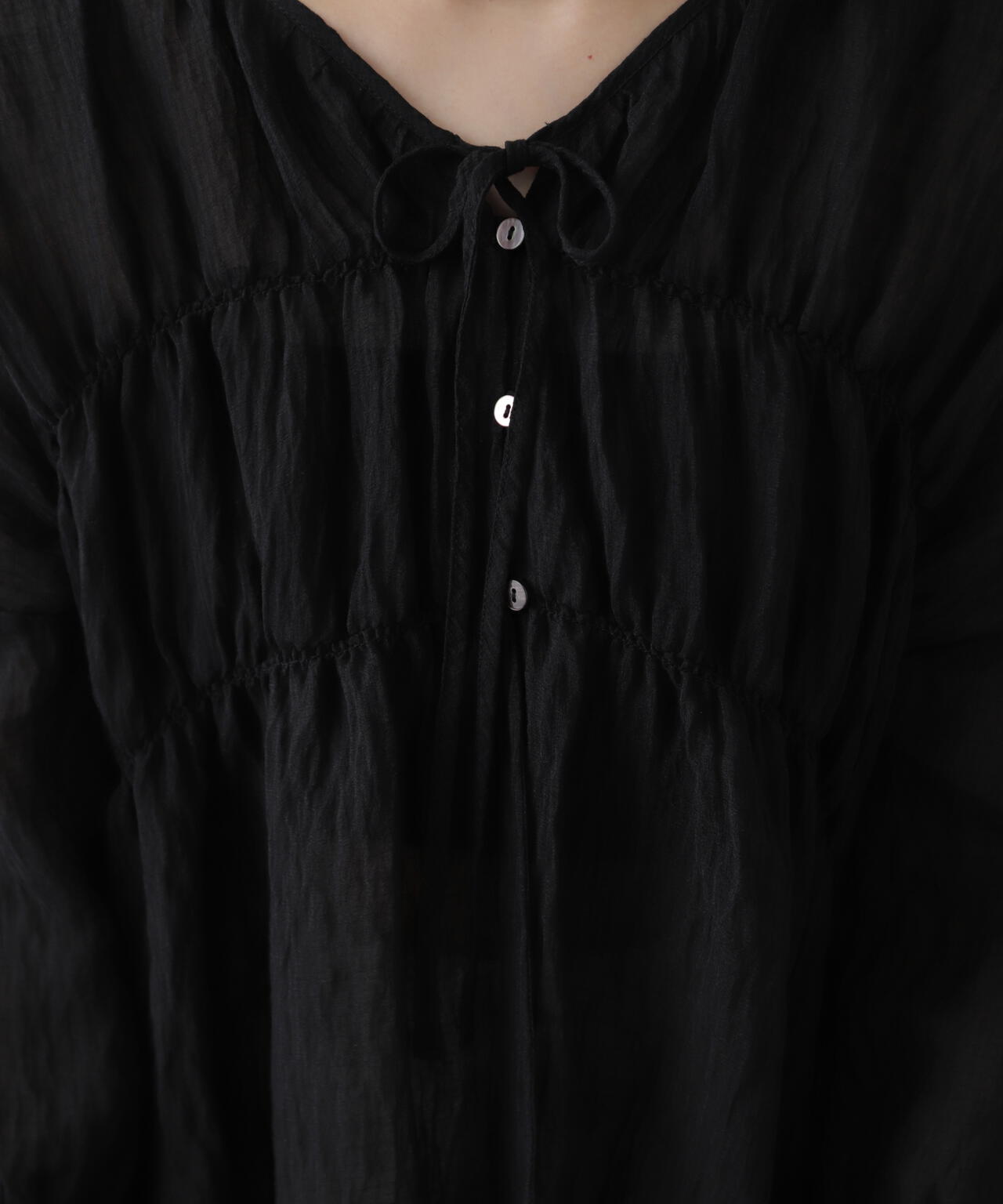 シャーリングドロストチュニックブラウス