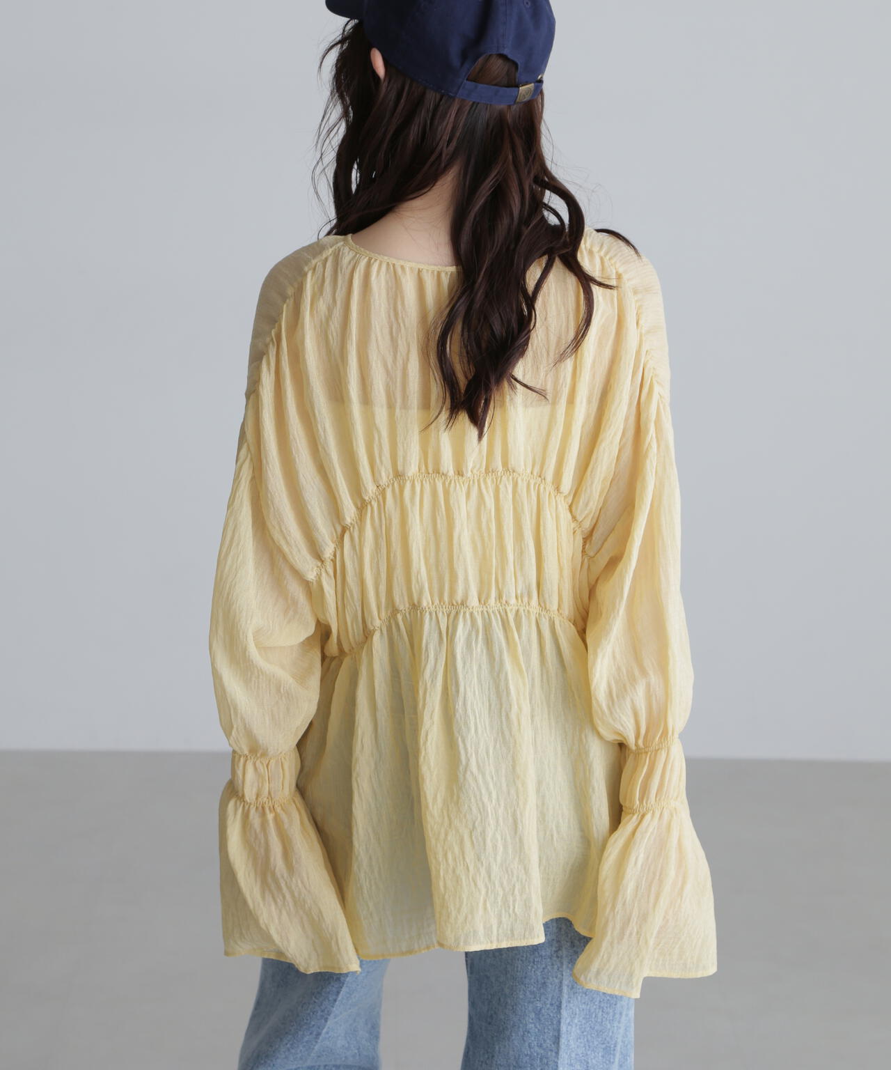 シャーリングドロストチュニックブラウス