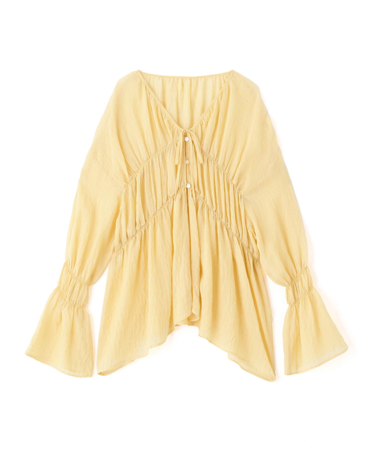 シャーリングドロストチュニックブラウス