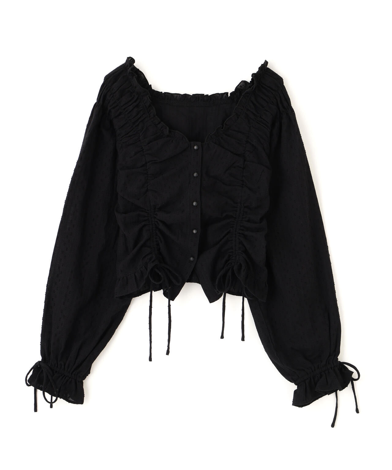 ドロストリボン長袖ブラウス